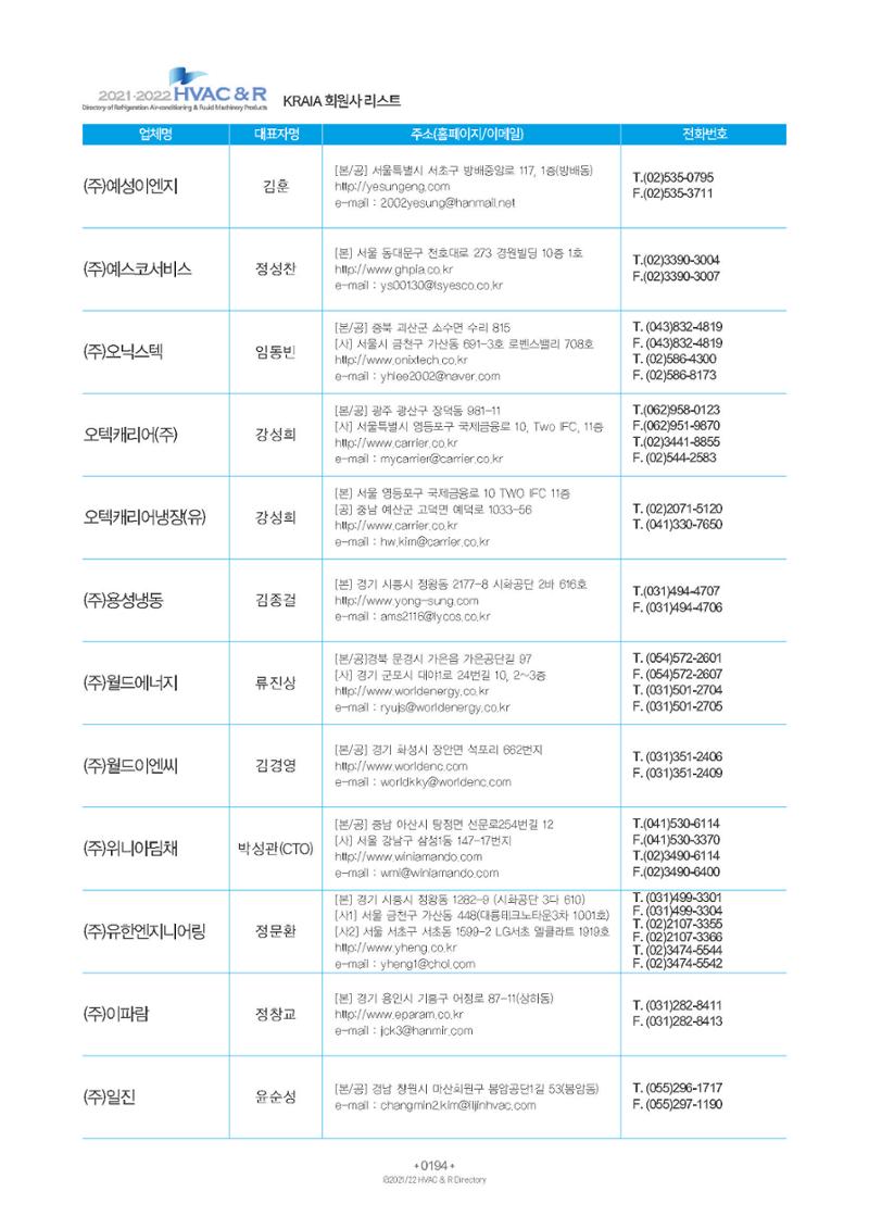2023/24 한국냉난방공조총람 공문용 200페이지