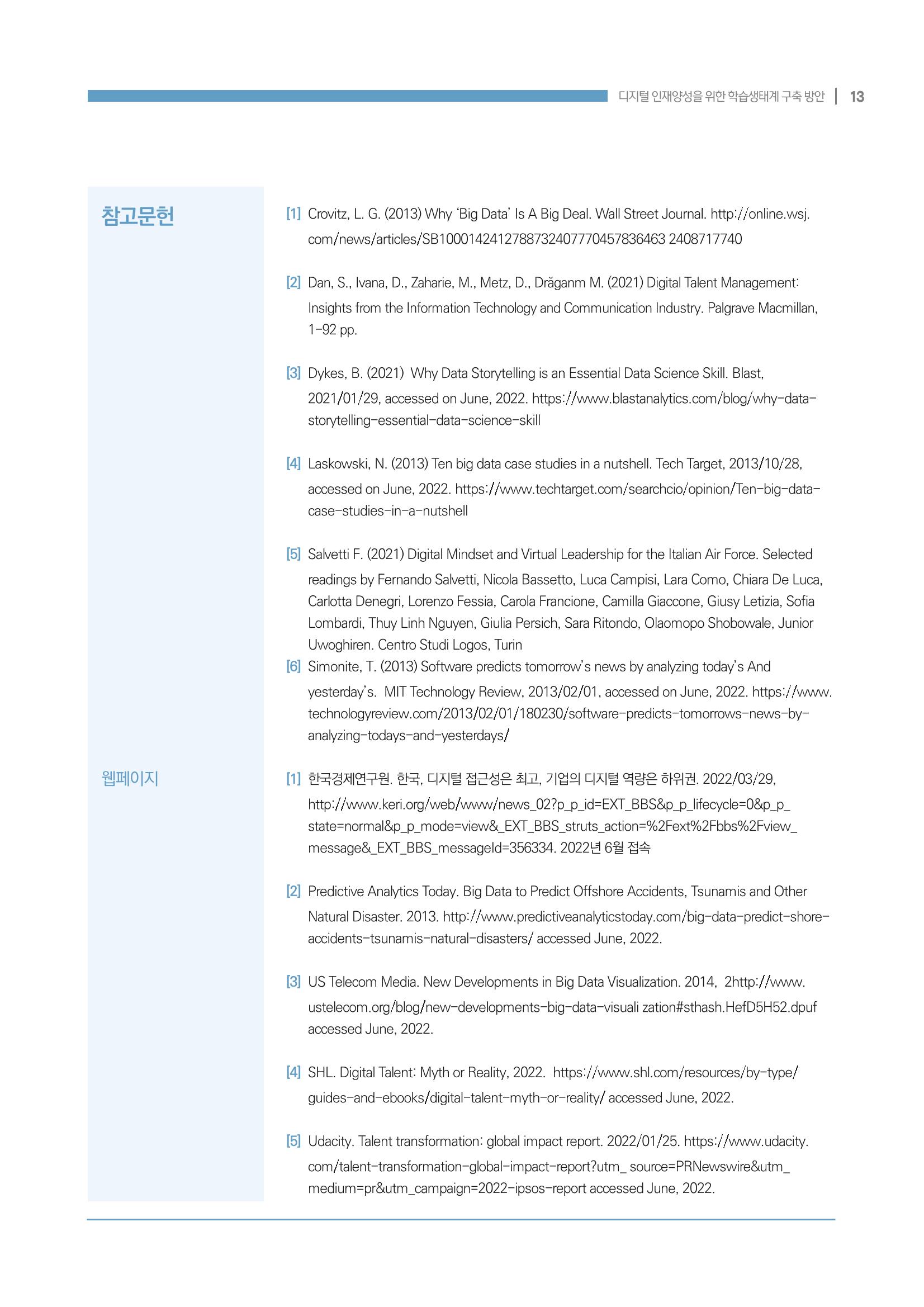 디지털 인재양성을 위한 학습생태계 구축 방안 13페이지