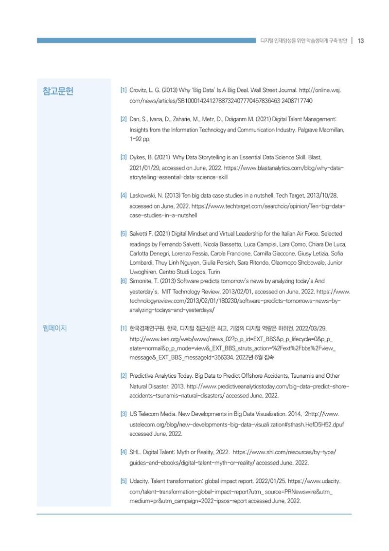 디지털 인재양성을 위한 학습생태계 구축 방안 13페이지