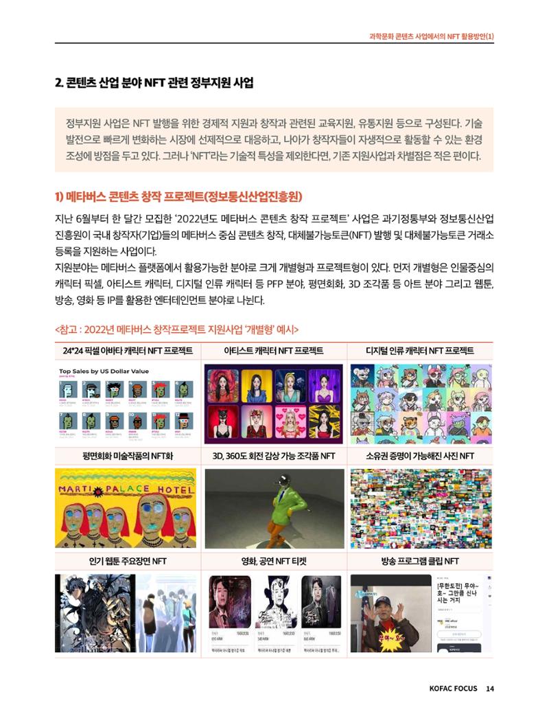 49호 코팩 포커스 _ 과학문화 콘텐츠 사업에서의 NFT 활용방안(1)  14페이지