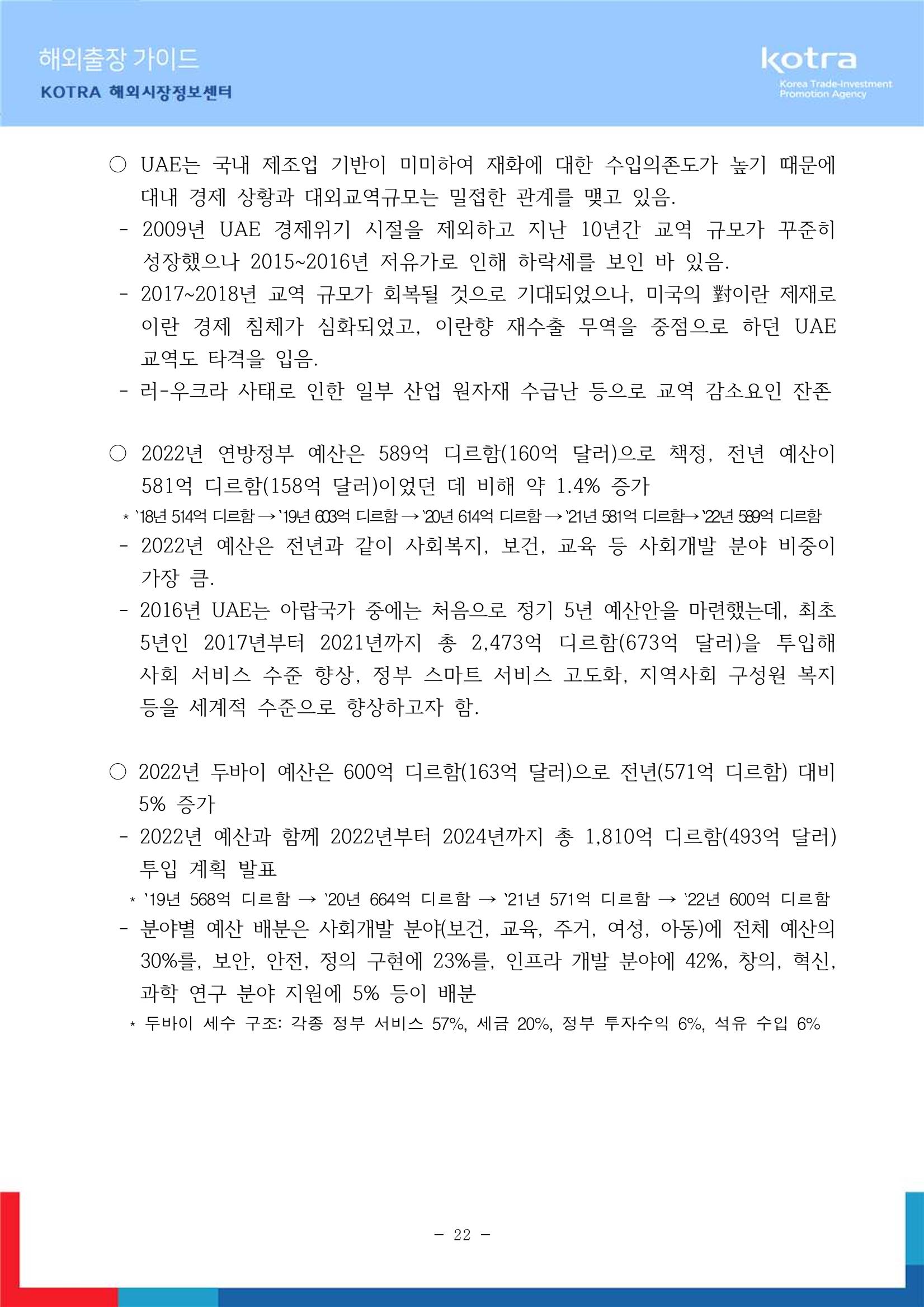 2022 아랍에미리트 두바이무역관(해외출장가이드) 24페이지