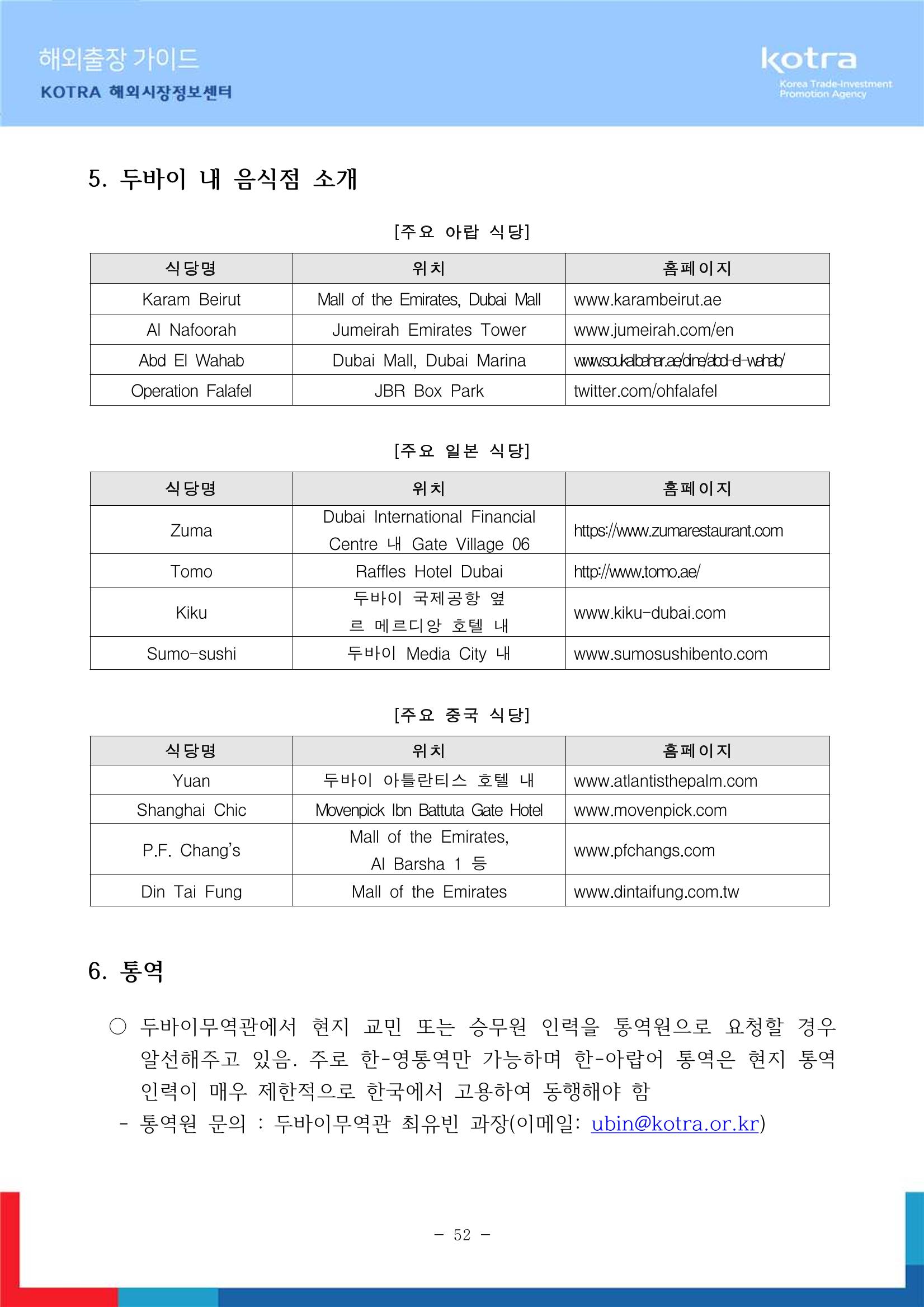 2022 아랍에미리트 두바이무역관(해외출장가이드) 54페이지