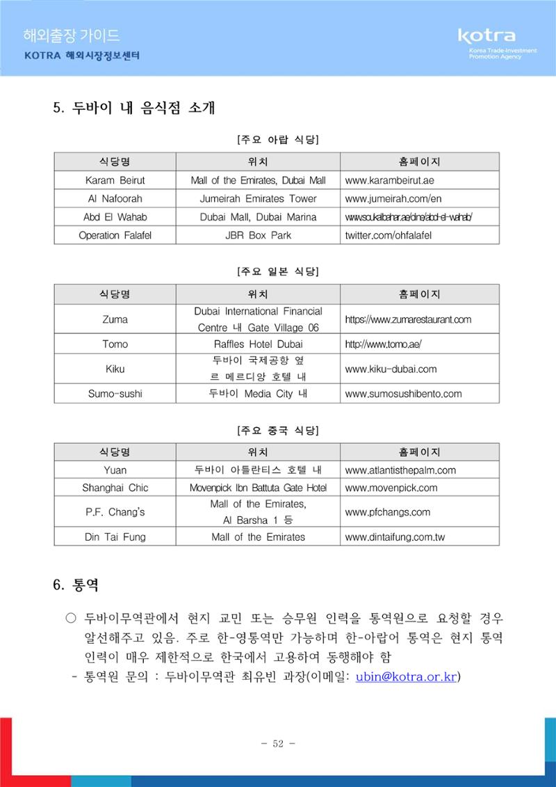 2022 아랍에미리트 두바이무역관(해외출장가이드) 54페이지