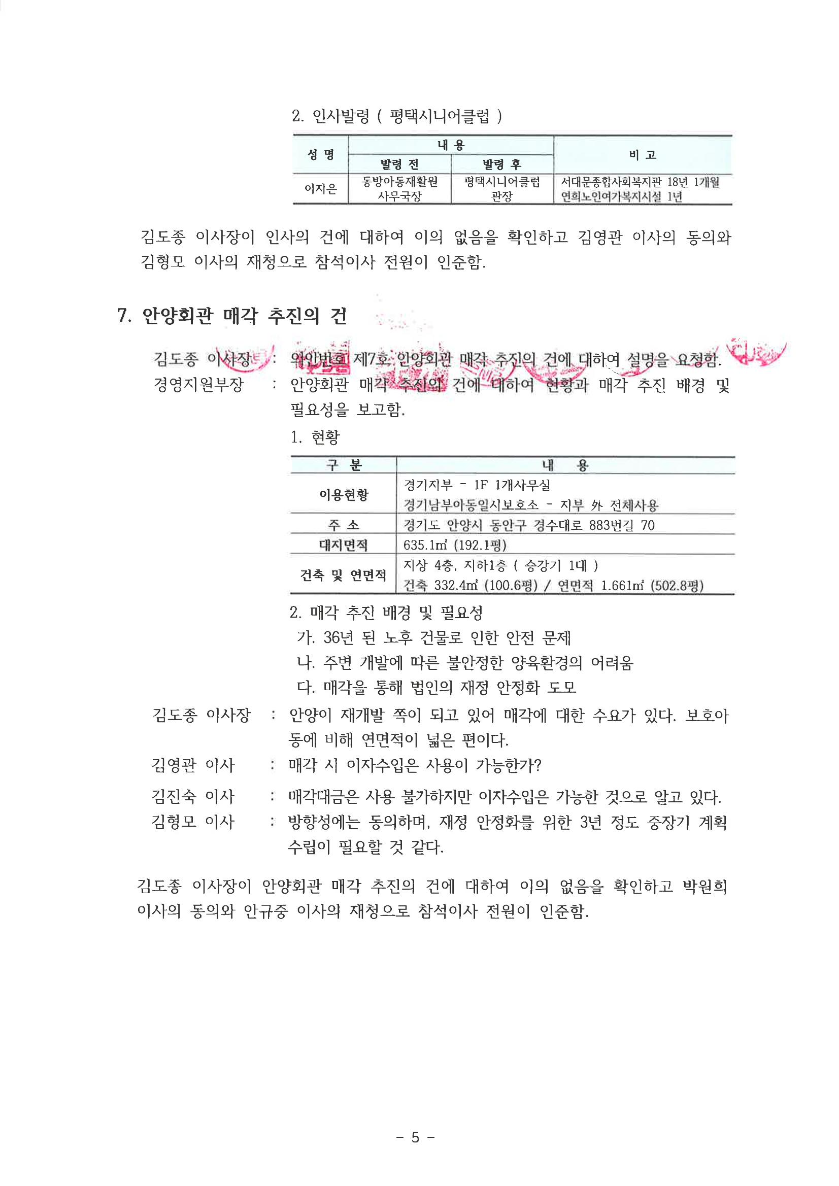 동방사회복지회 20221014 추경이사회 회의록  5페이지