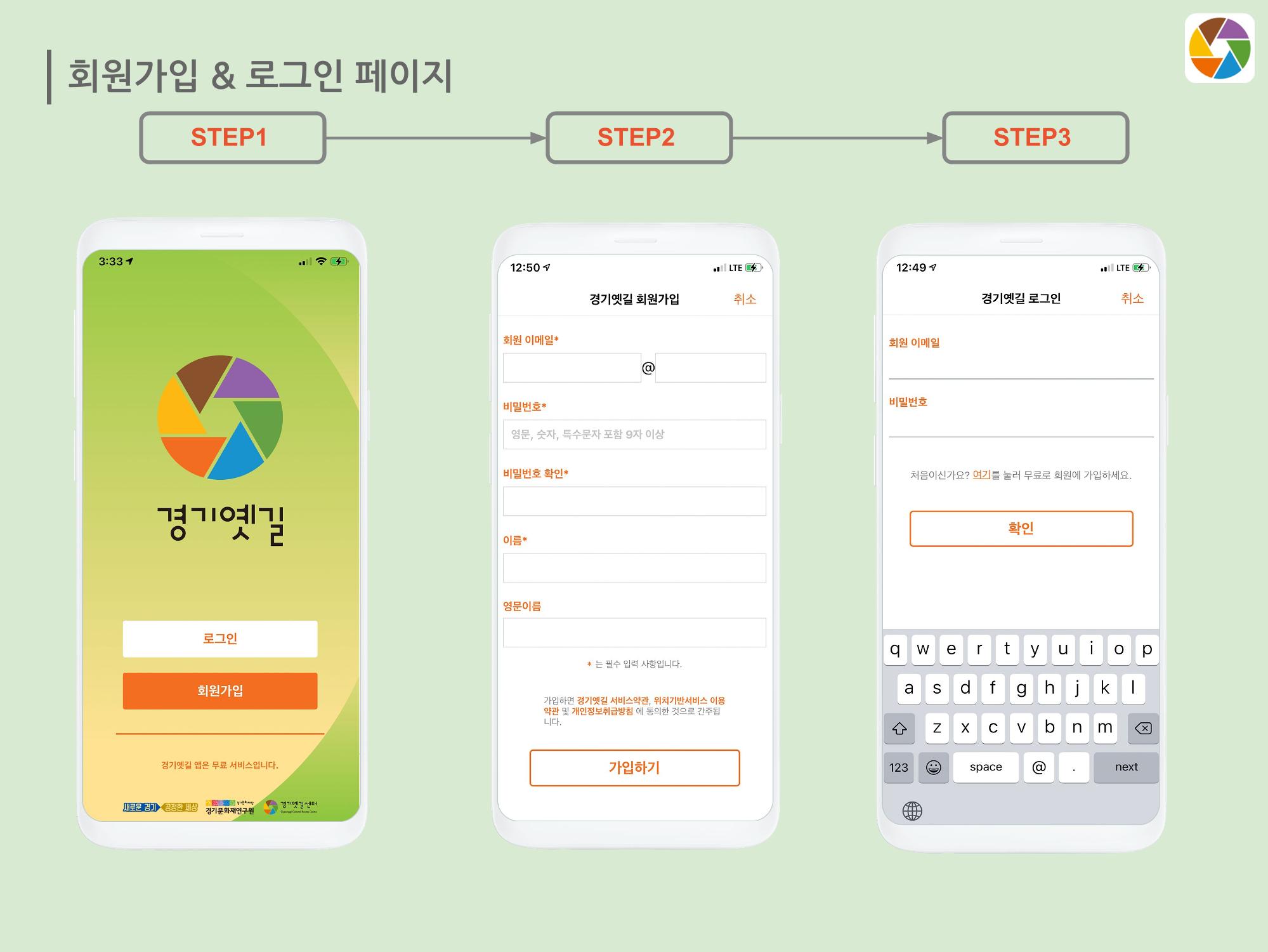 경기옛길 모바일 앱 사용설명서 4페이지