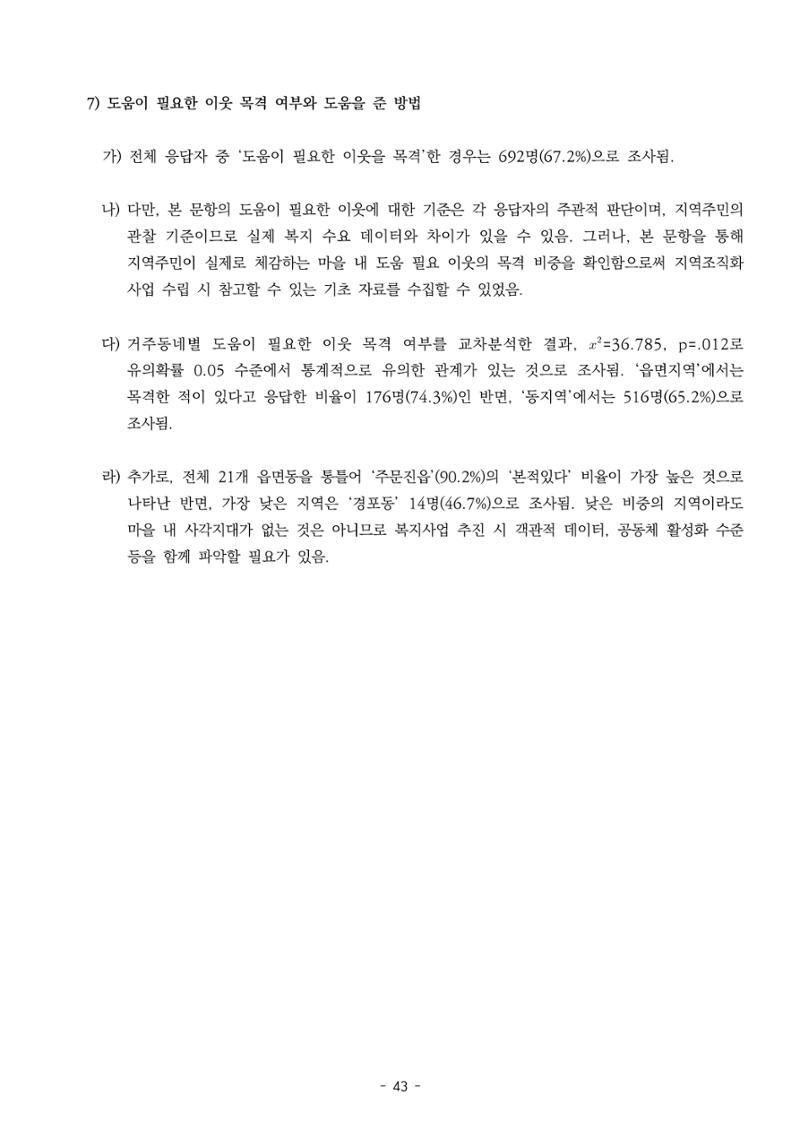 2022년 강릉종합사회복지관 지역사회 욕구조사 결과보고서 43페이지