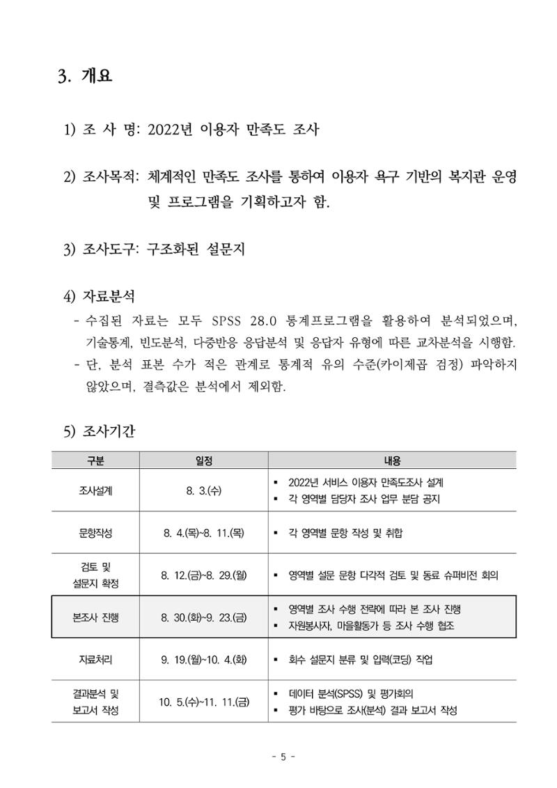 2022년 이용자 만족도 조사 결과보고서 5페이지