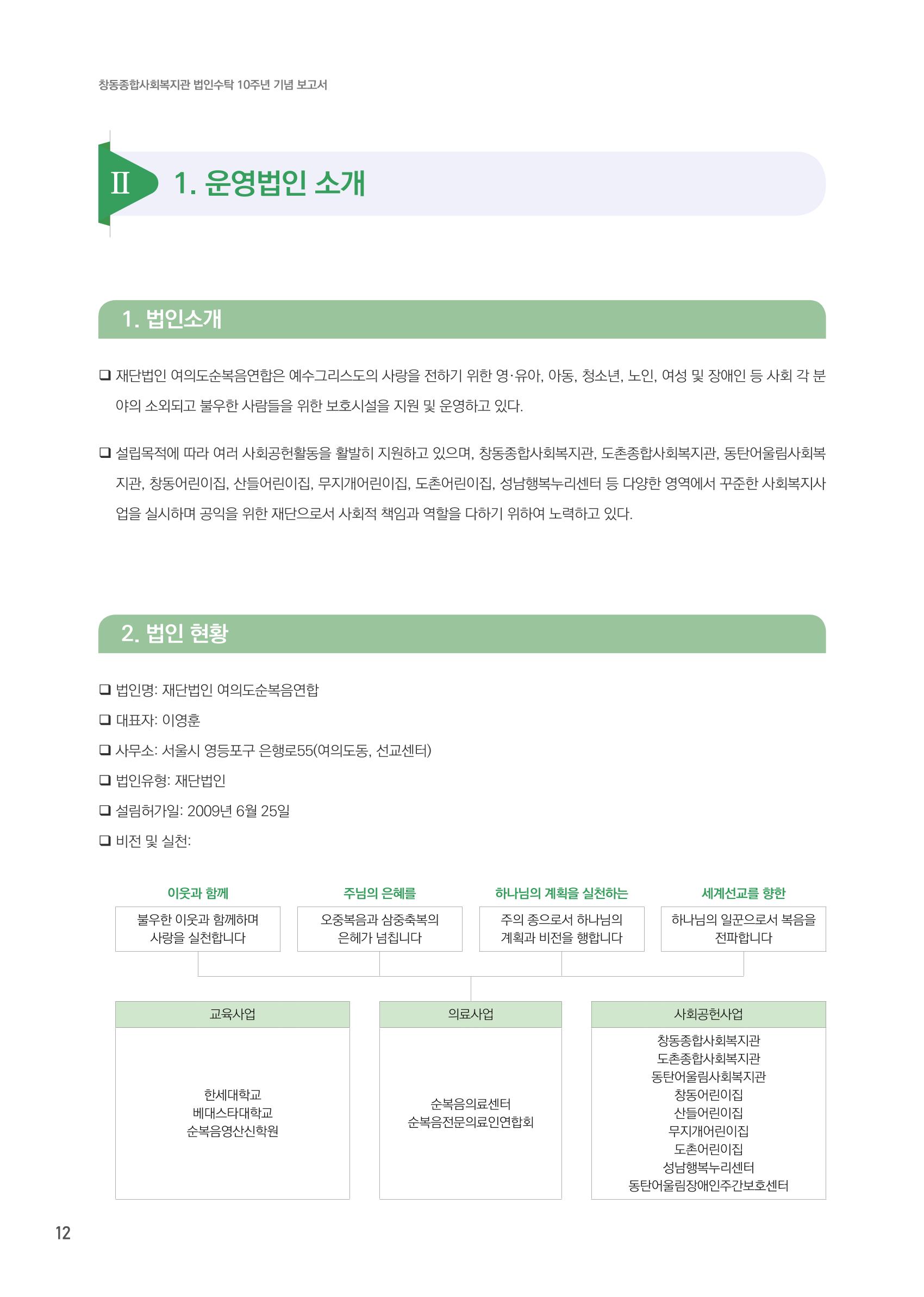 창동종합사회복지관 법인수탁 10주년 기념보고서 12페이지
