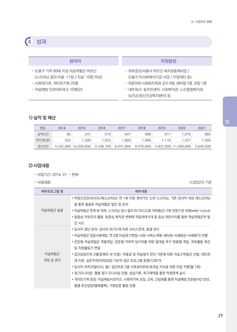 창동종합사회복지관 법인수탁 10주년 기념보고서 29페이지