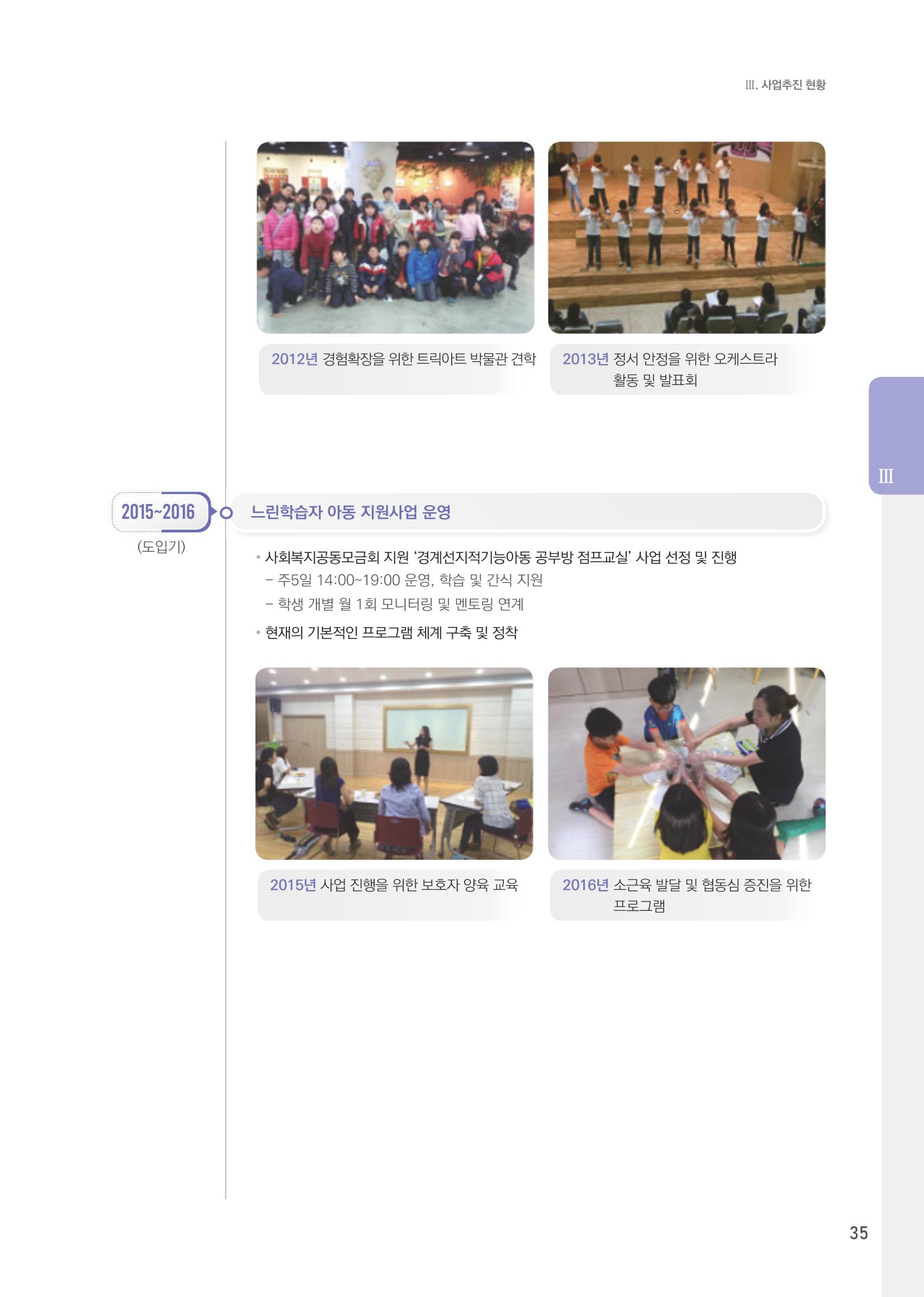 창동종합사회복지관 법인수탁 10주년 기념보고서 35페이지