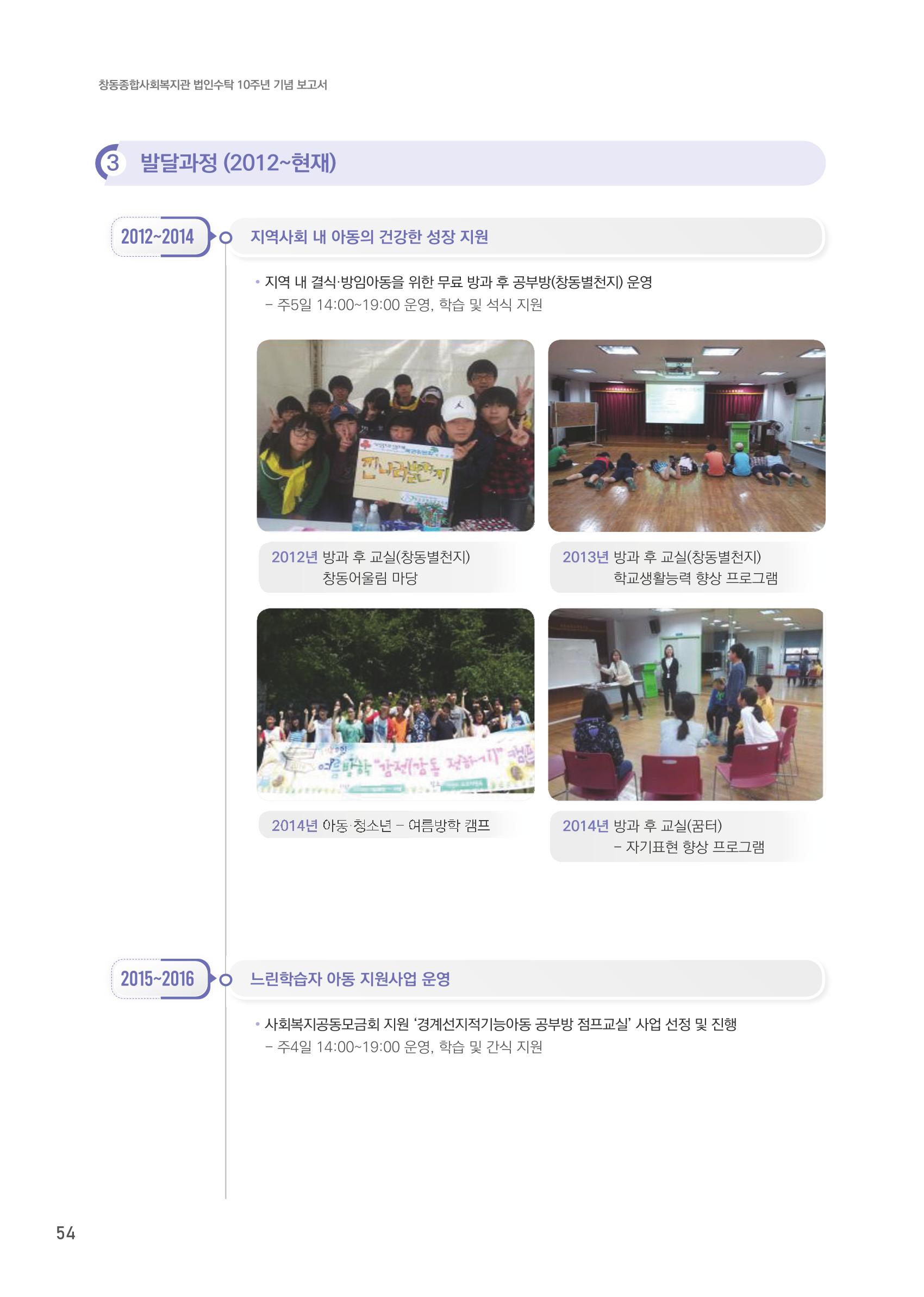 창동종합사회복지관 법인수탁 10주년 기념보고서 54페이지