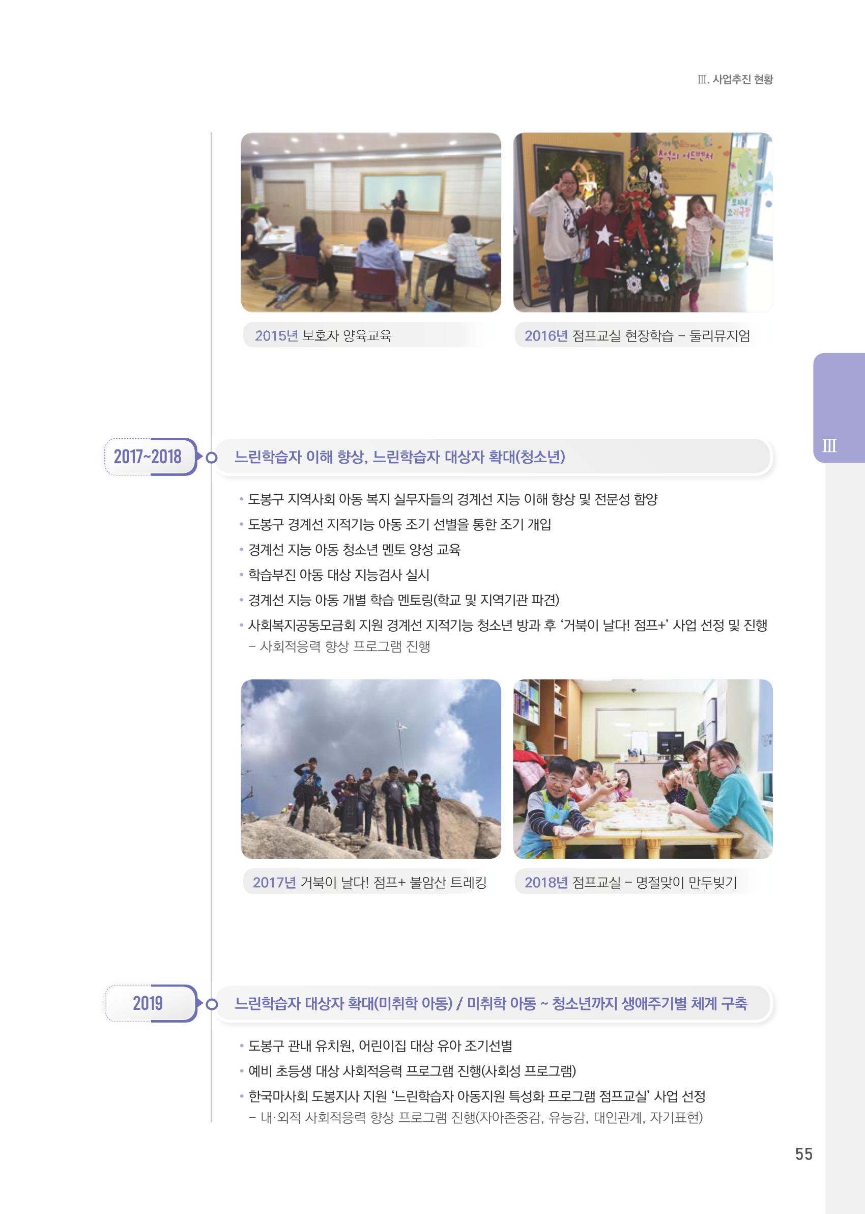 창동종합사회복지관 법인수탁 10주년 기념보고서 55페이지