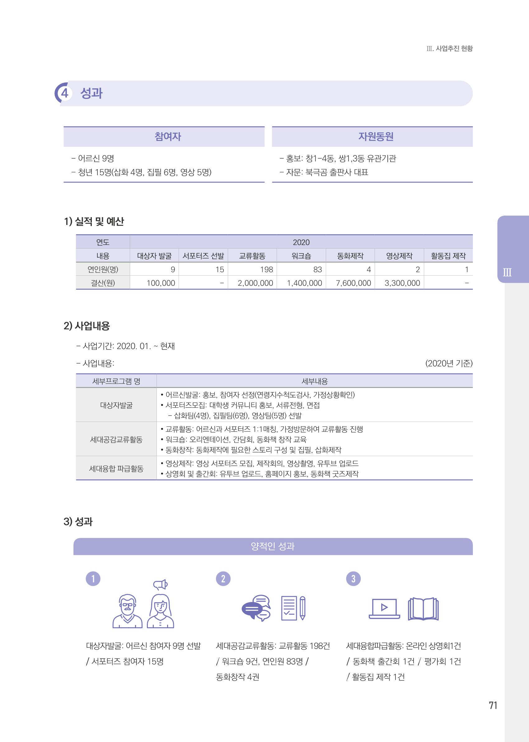 창동종합사회복지관 법인수탁 10주년 기념보고서 71페이지
