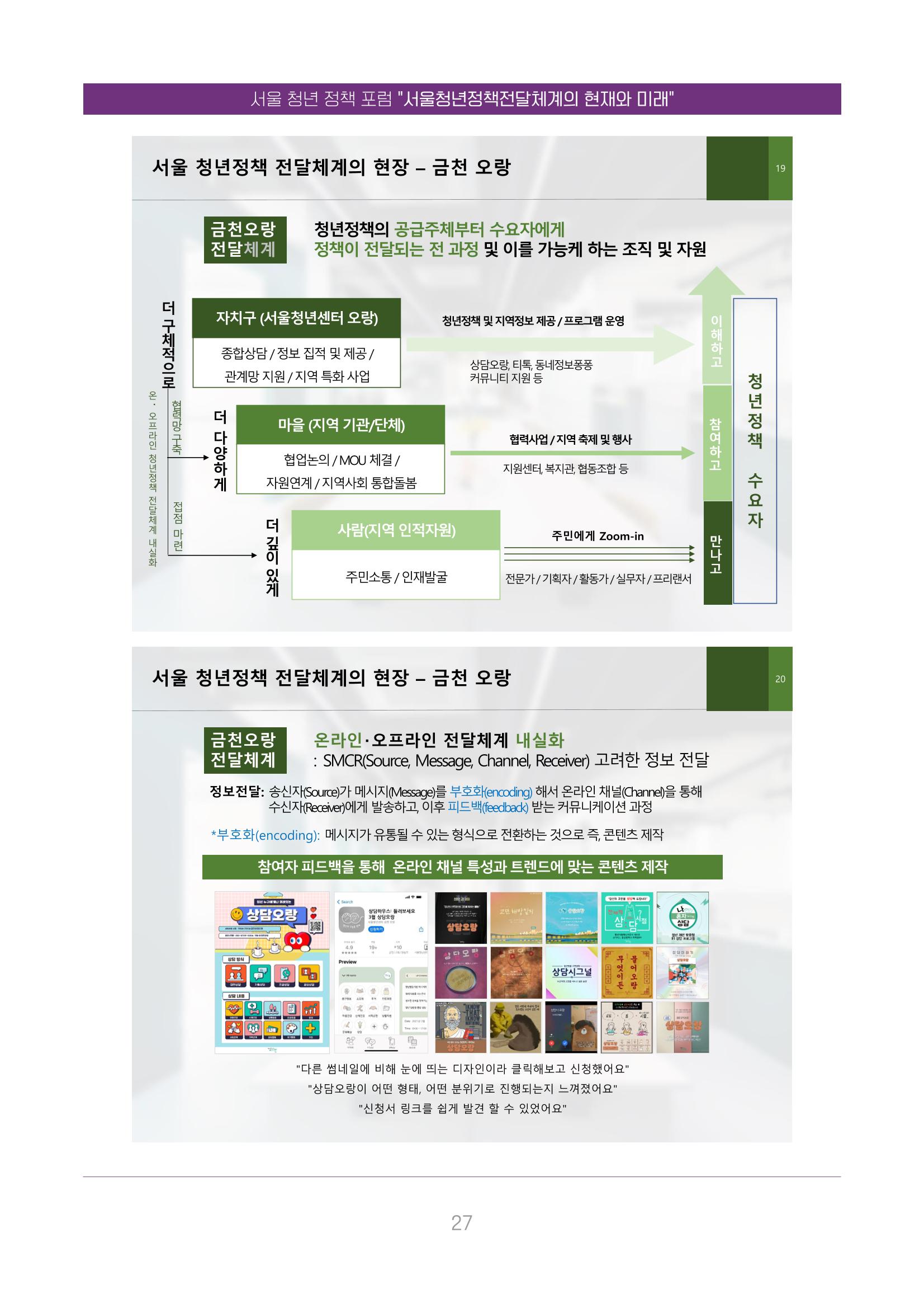 서울청년정책포럼 : 서울청년정책전달체계의 현재와 미래 27페이지
