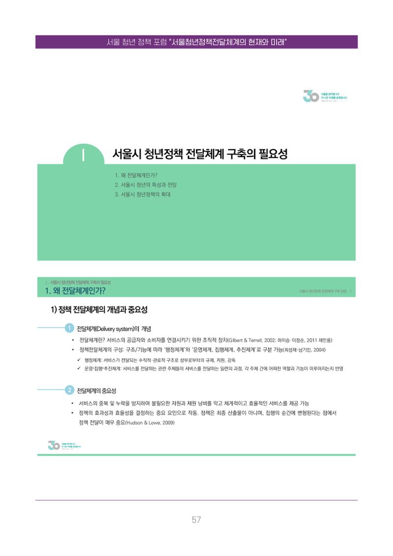 서울청년정책포럼 : 서울청년정책전달체계의 현재와 미래 57페이지
