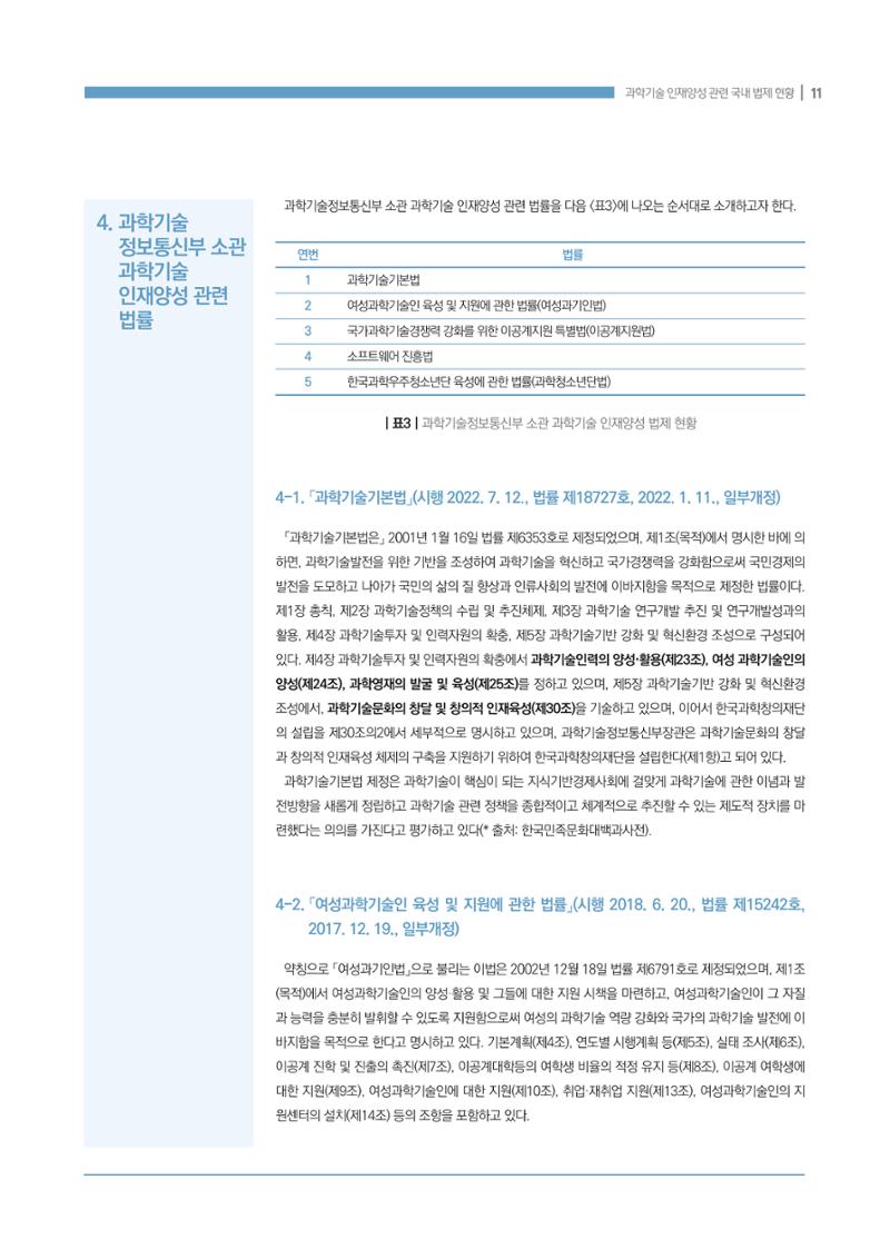 과학기술 인재양성 관련 국내 법제 현황 11페이지