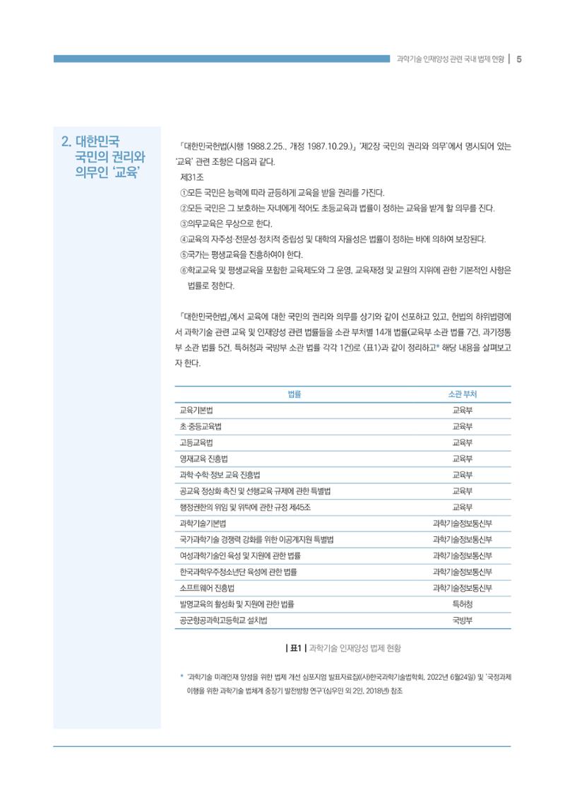 과학기술 인재양성 관련 국내 법제 현황 5페이지