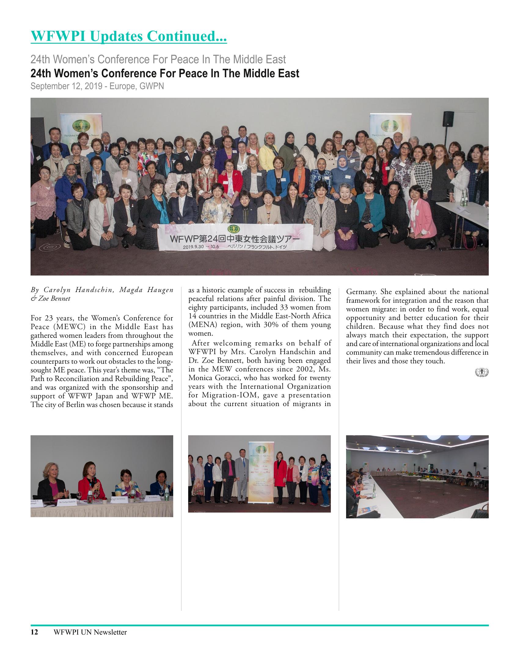 2019년 WFWP 유엔 뉴스레터 #38 12페이지