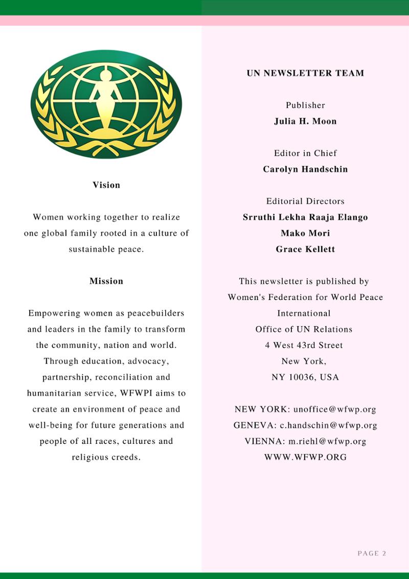 2022년 WFWP 유엔 뉴스레터 #43 2페이지