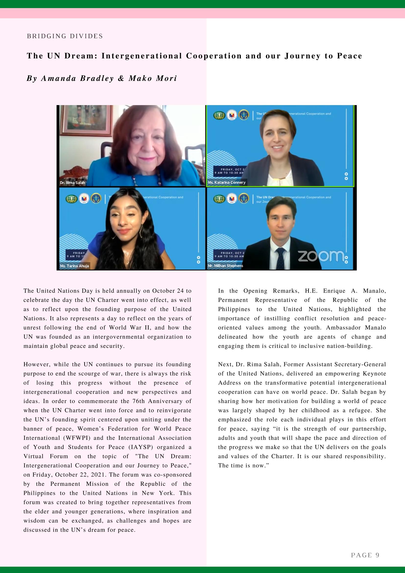 2022년 WFWP 유엔 뉴스레터 #43 9페이지