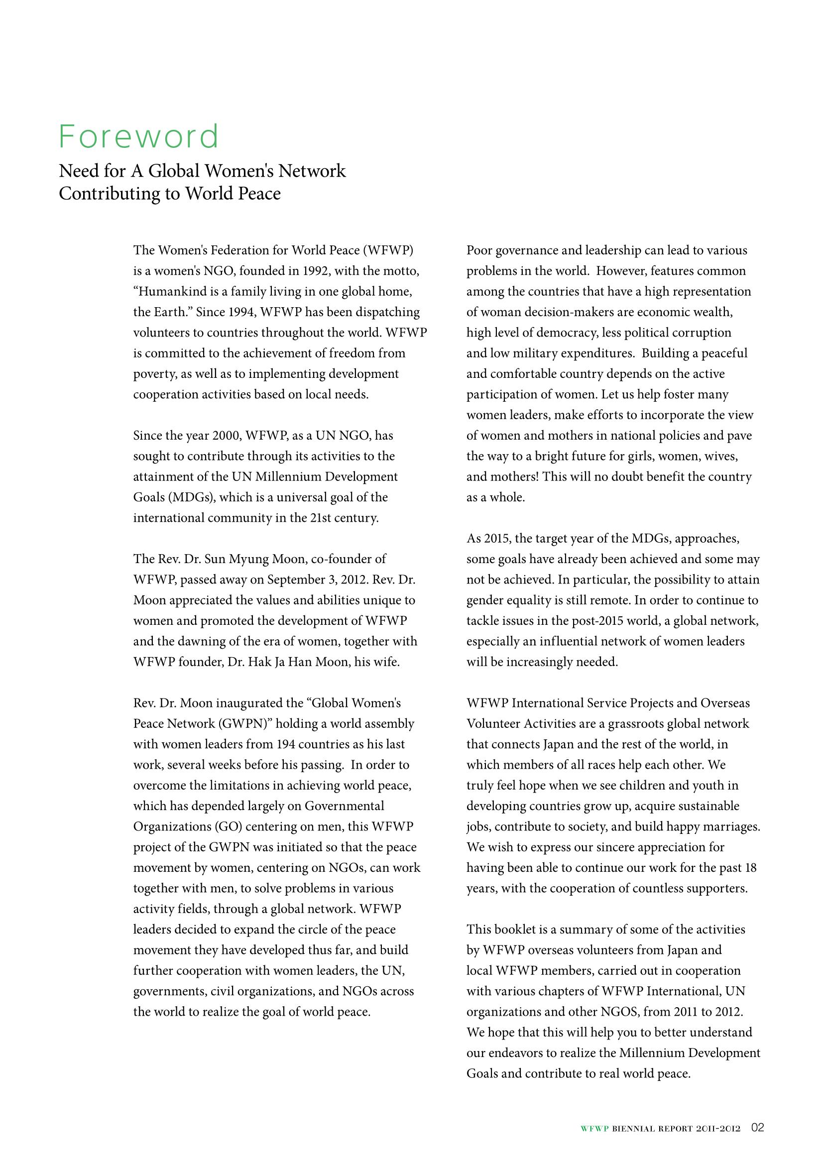 WFWPI Biennial Report(격년보고서) 2011-12 3페이지