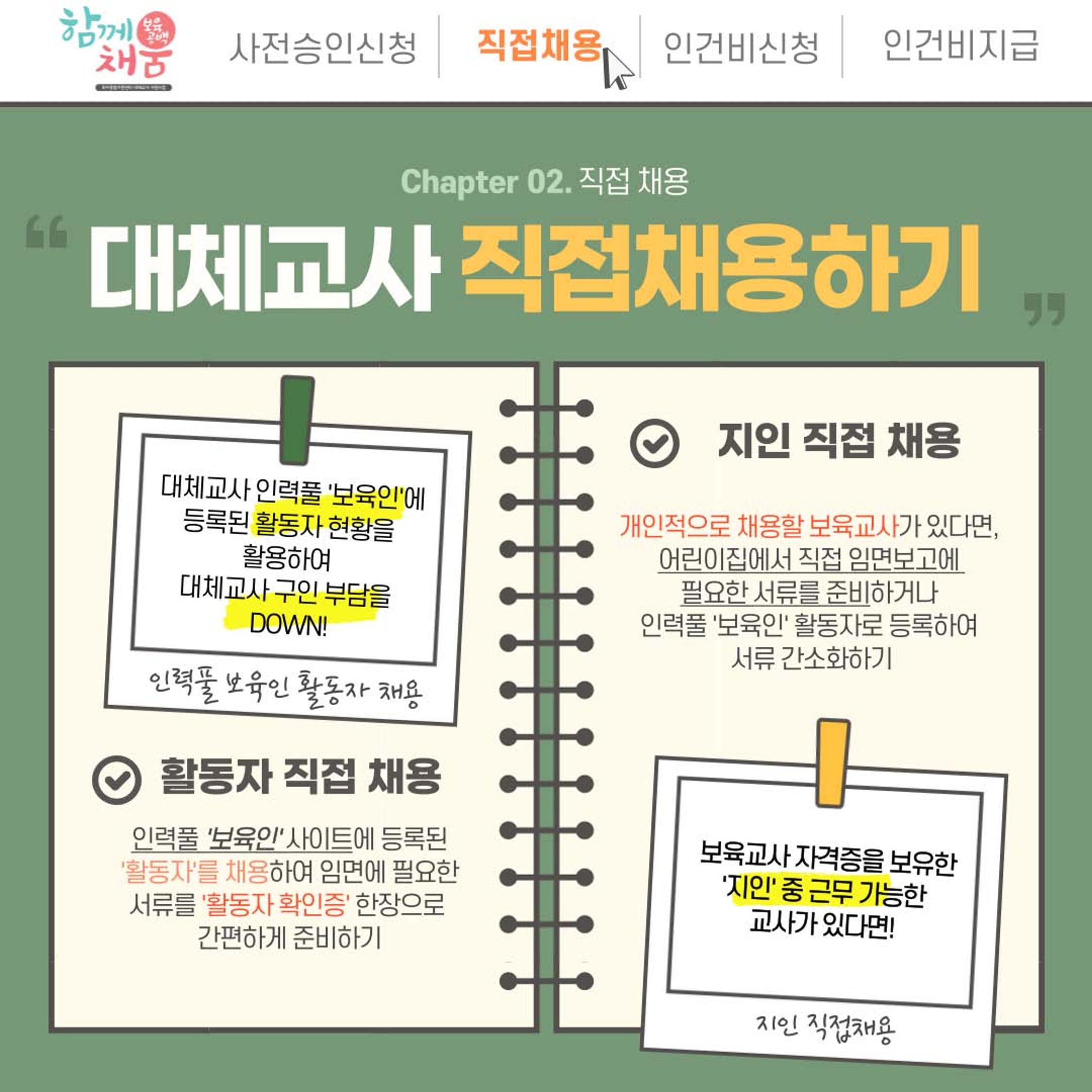 어린이집 직접채용 대체교사 인건비 지원사업 이용방법 3페이지