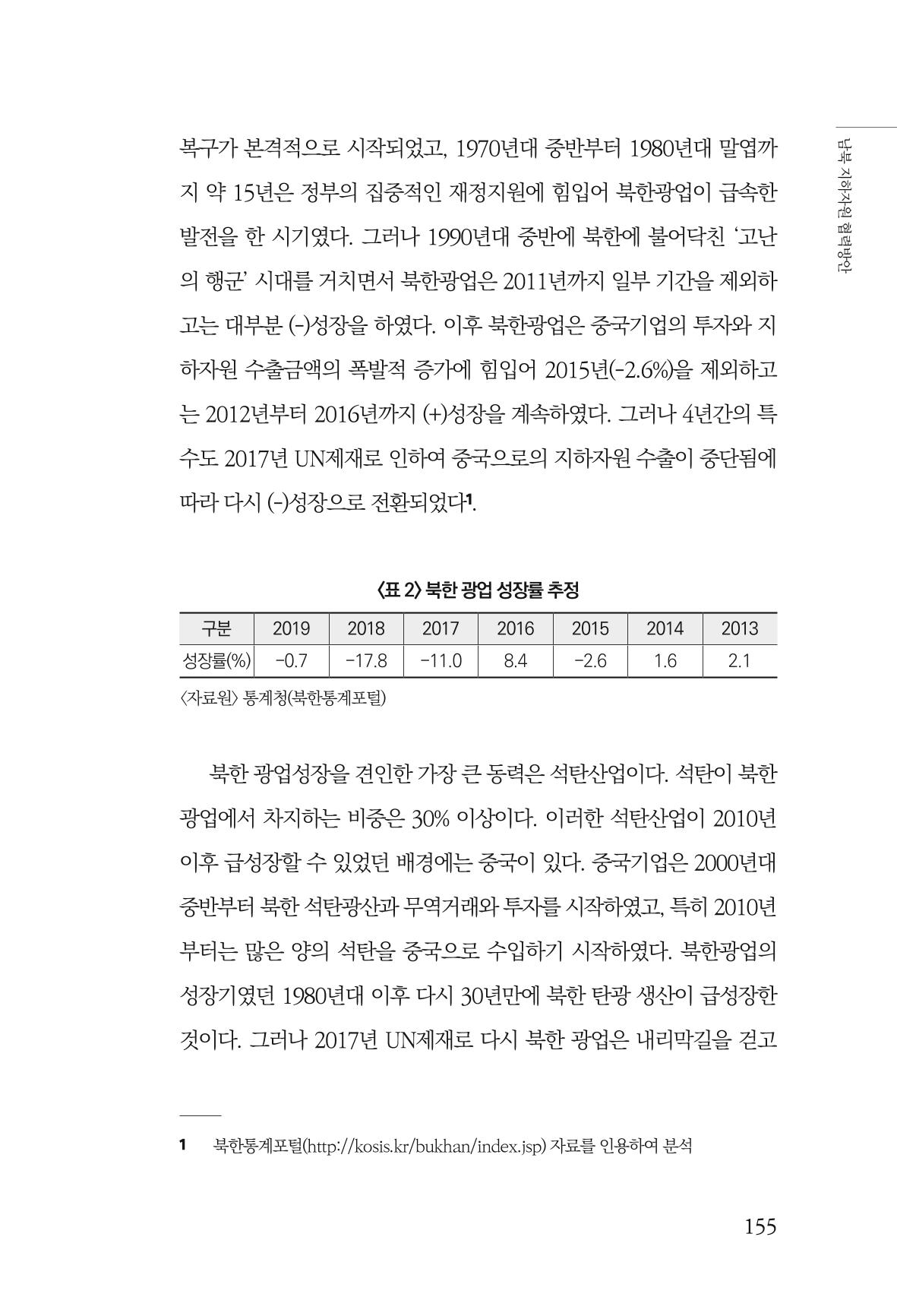 한백통일경제연구 창간호 '기로에 선 북한경제, 남북경협은 어디로?' 155페이지