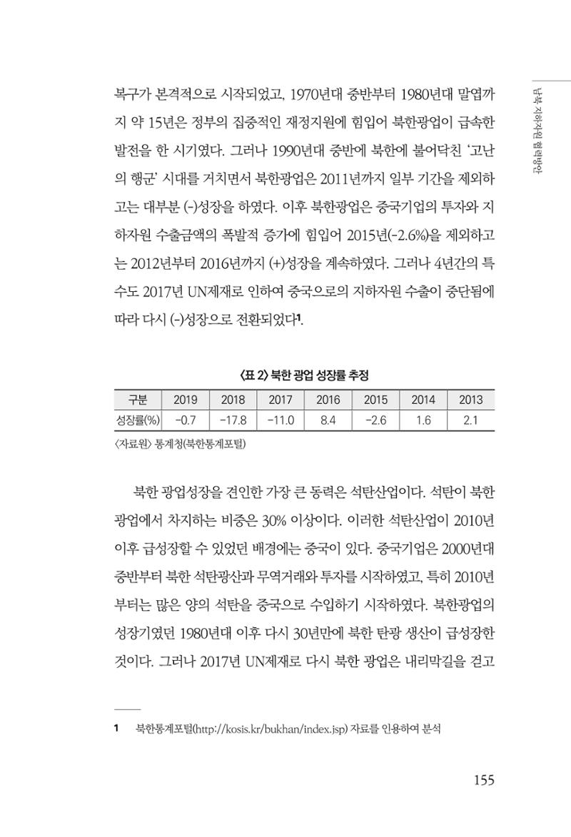 한백통일경제연구 창간호 '기로에 선 북한경제, 남북경협은 어디로?' 155페이지