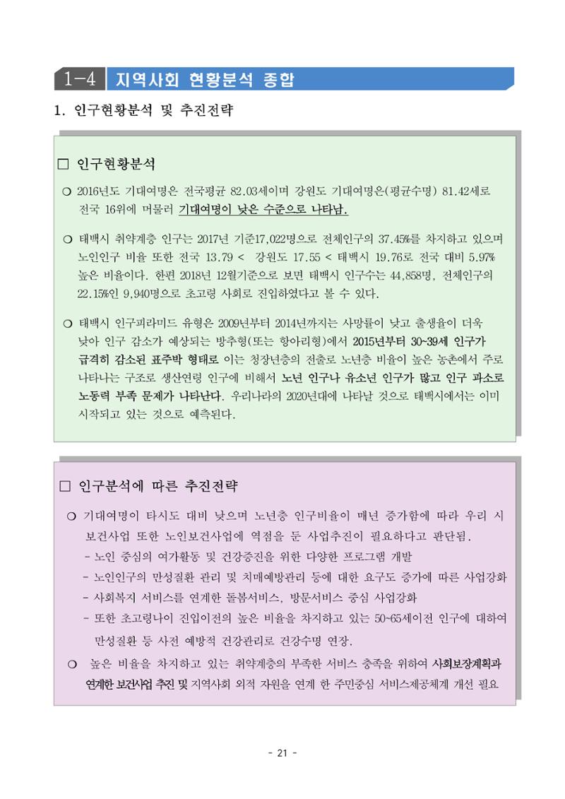 태백시 제7기 지역보건의료계획 23페이지