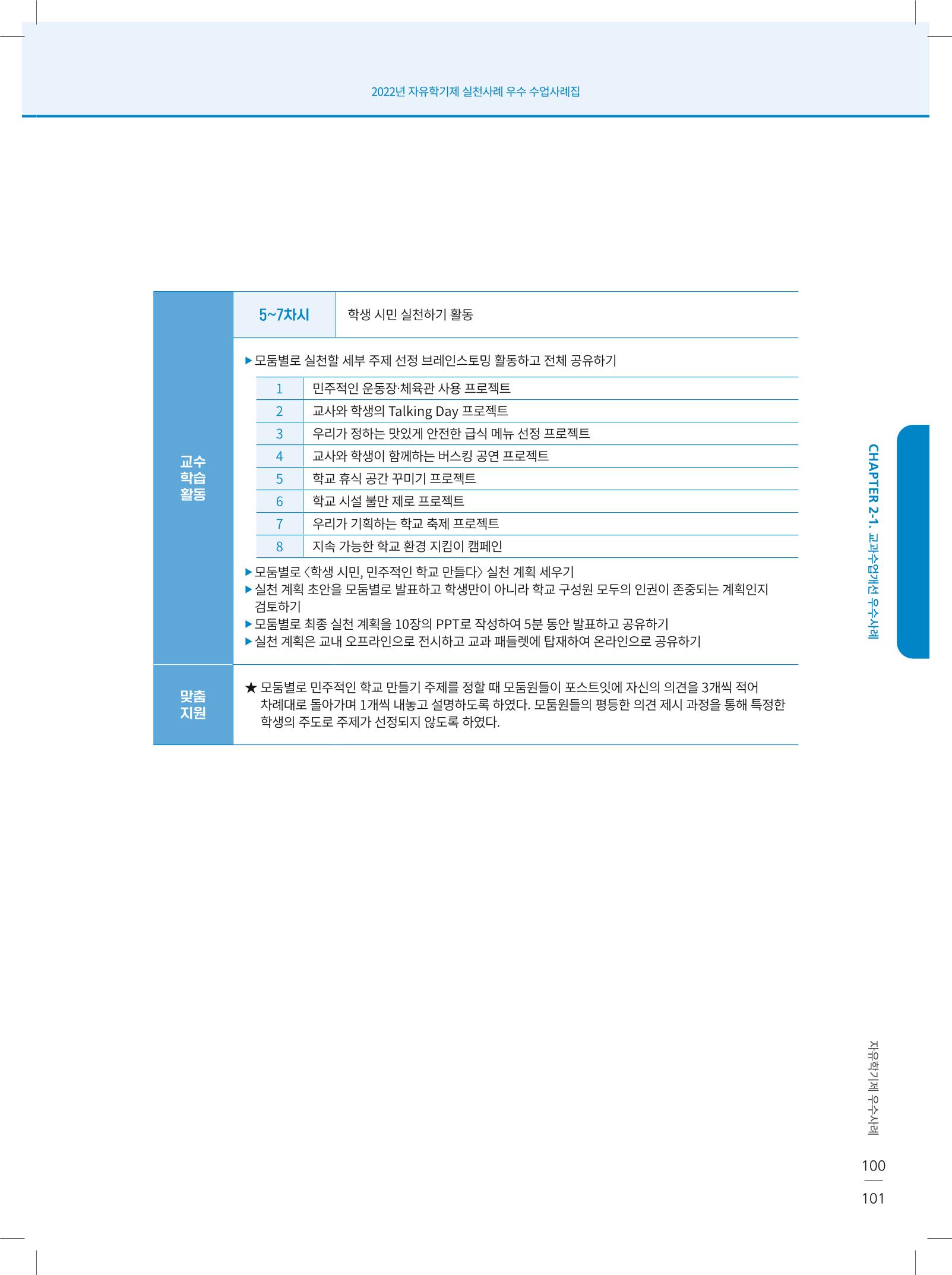 2022년 자유학기제 실천사례 연구대회 수업사례집 101페이지