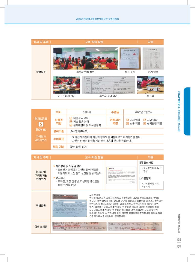 2022년 자유학기제 실천사례 연구대회 수업사례집 137페이지