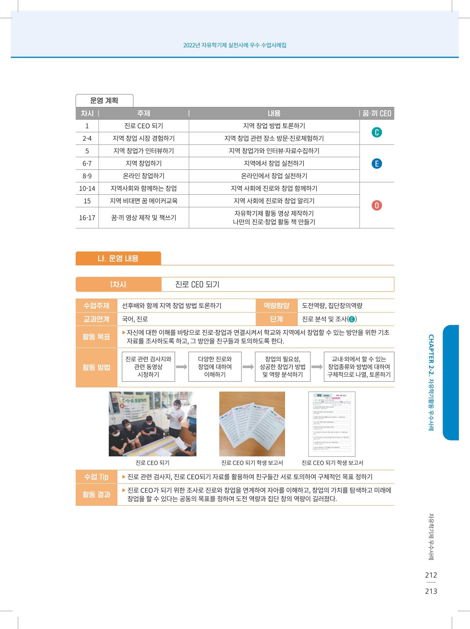 2022년 자유학기제 실천사례 연구대회 수업사례집 213페이지