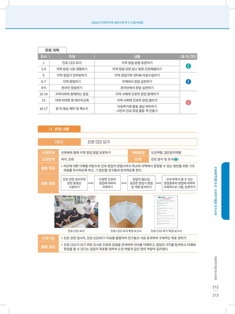 2022년 자유학기제 실천사례 연구대회 수업사례집 213페이지