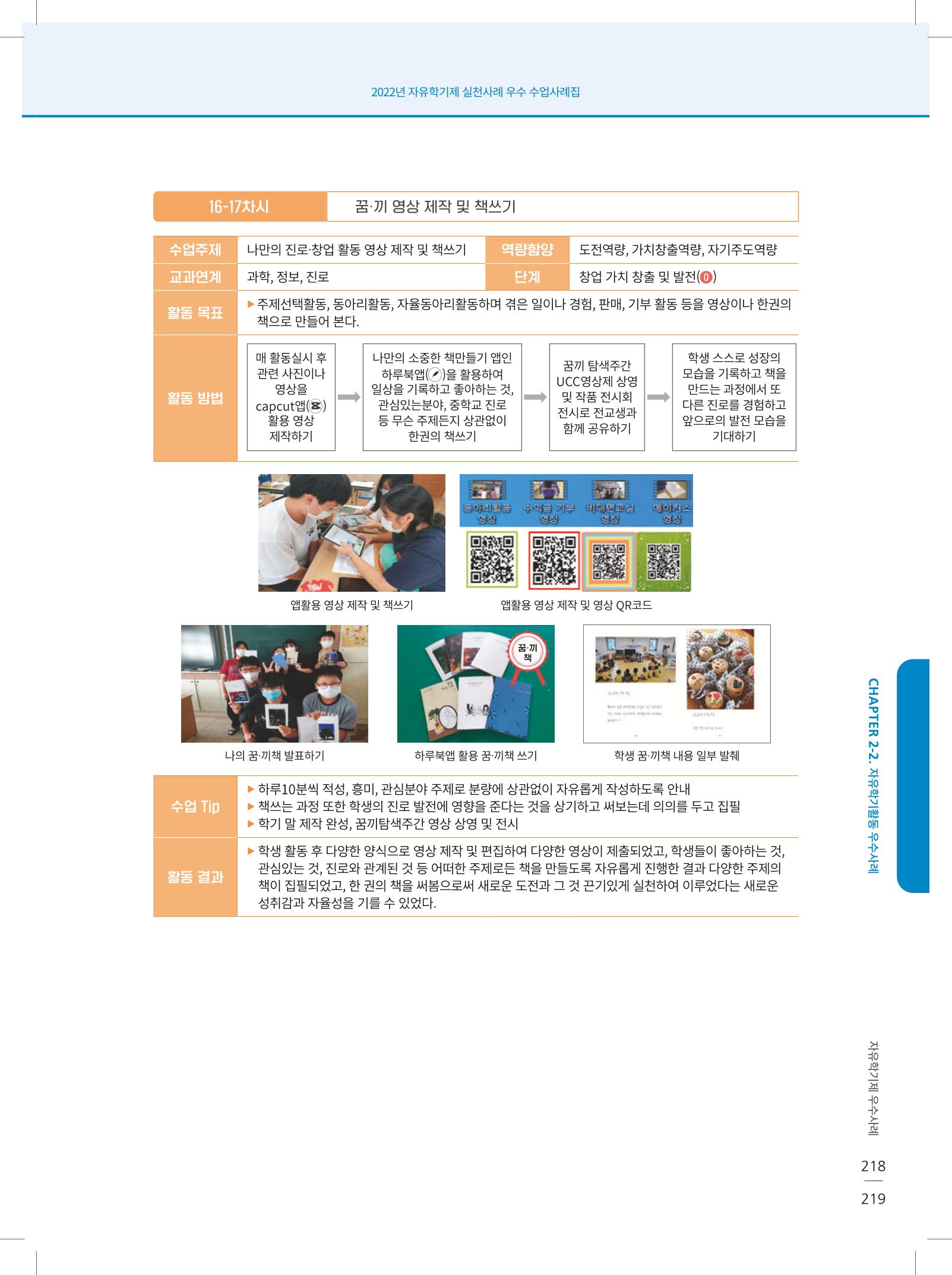 2022년 자유학기제 실천사례 연구대회 수업사례집 219페이지