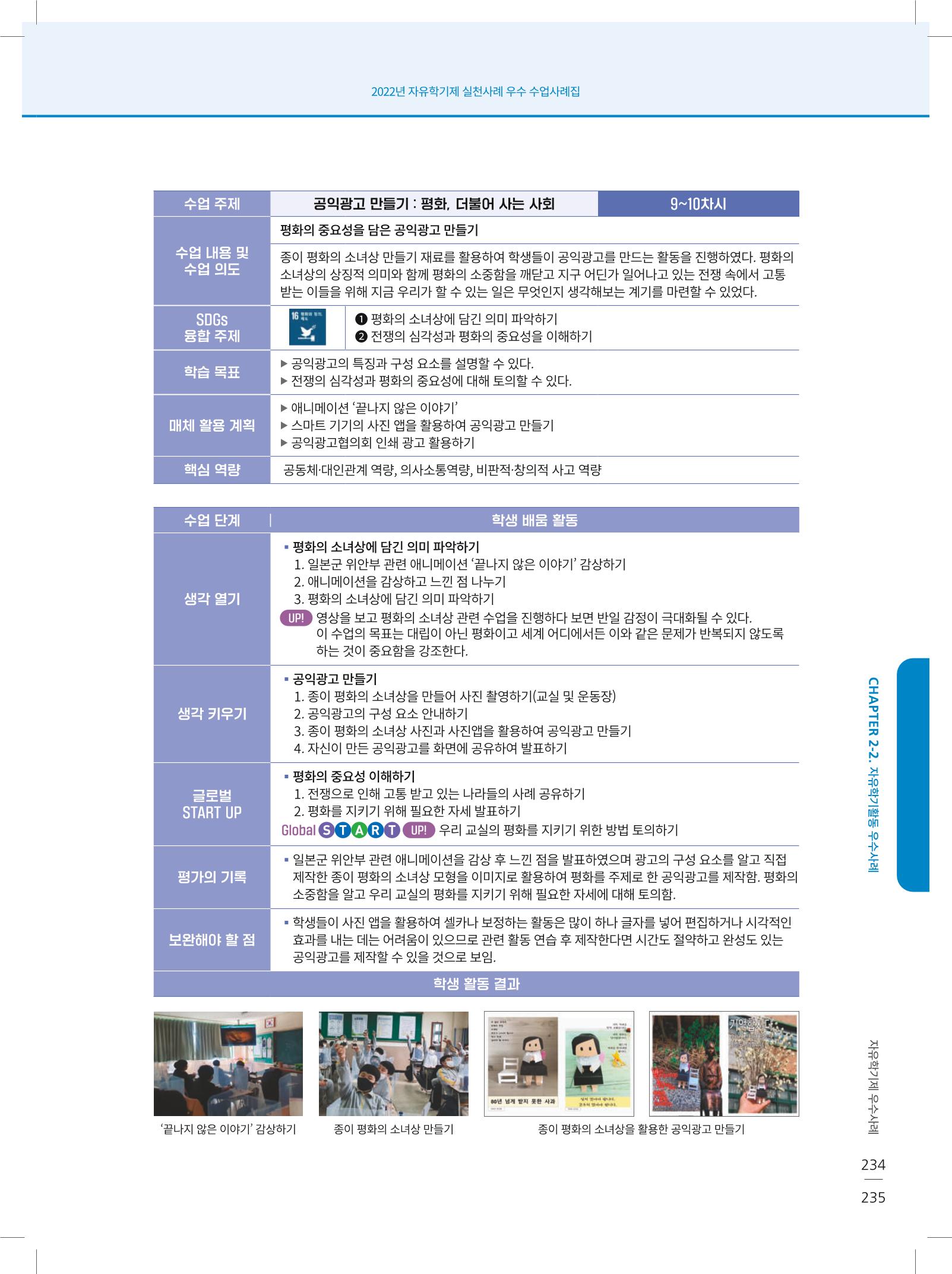 2022년 자유학기제 실천사례 연구대회 수업사례집 235페이지