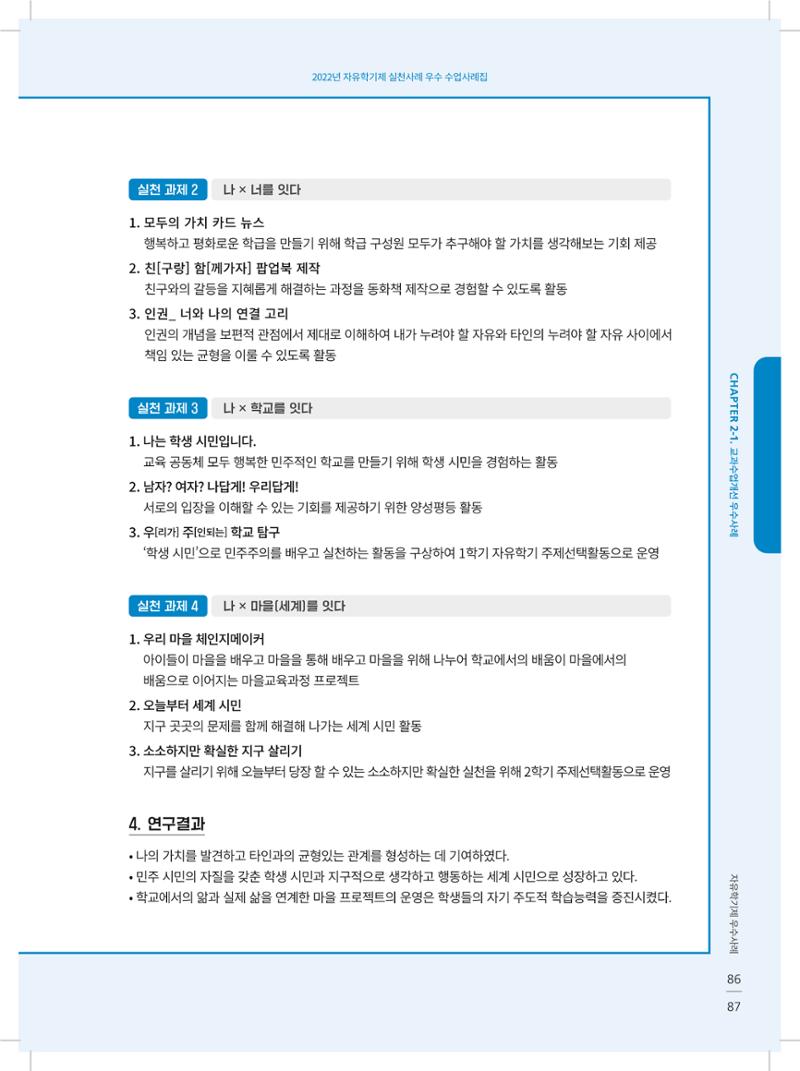 2022년 자유학기제 실천사례 연구대회 수업사례집 87페이지