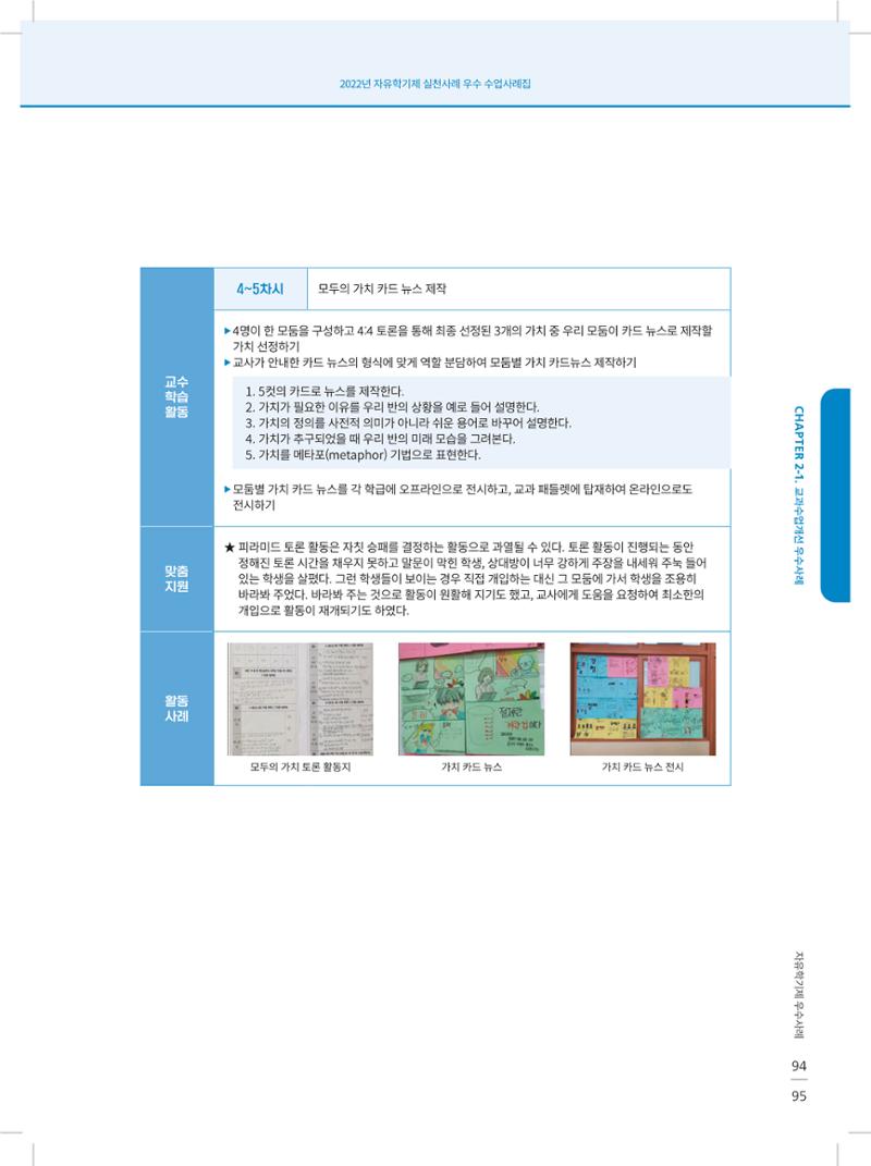 2022년 자유학기제 실천사례 연구대회 수업사례집 95페이지