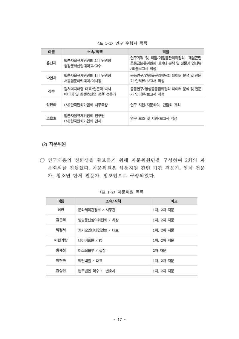 지속 가능한 웹툰자율규제위원회 운영을 위한 개선 방안 연구 17페이지