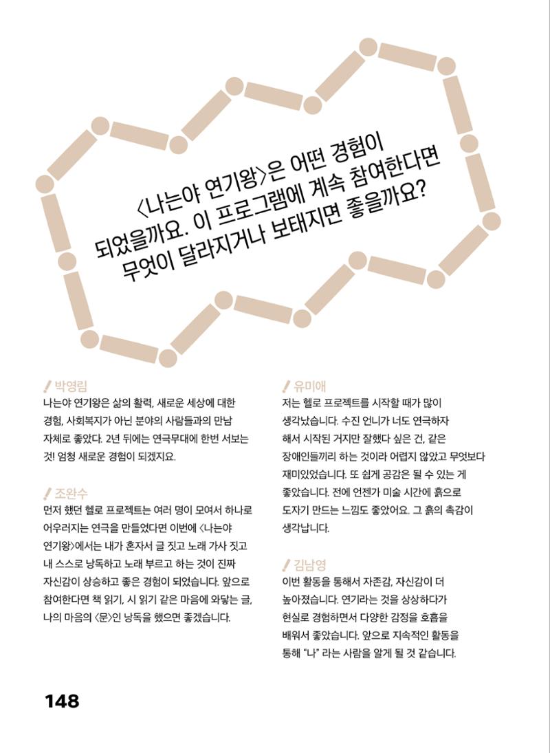 2022 장애인창작공연예술워크숍 Hello 프로젝트 시즌2 - 나는야 연기왕 기록집 150페이지