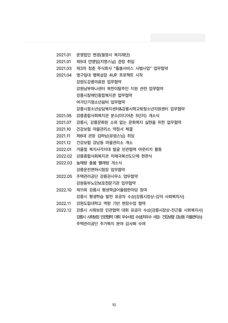 2022년 강릉종합사회복지관 사업보고서 10페이지