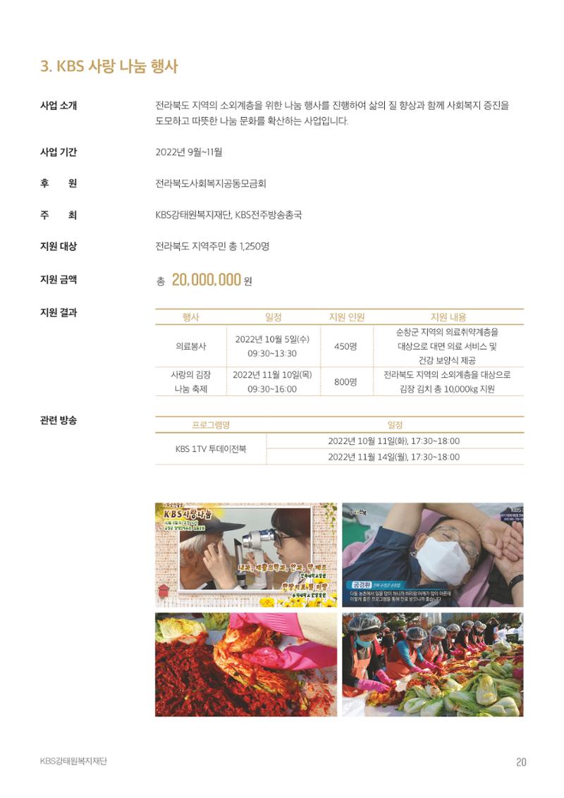[KBS강태원복지재단] 2022 연간 사업 보고서 20페이지