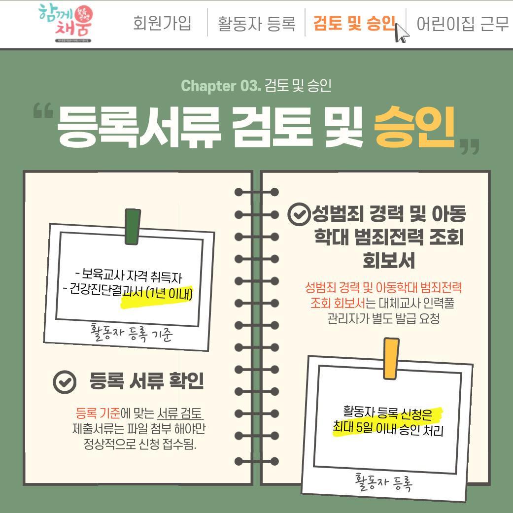 대체교사 인력풀 보육인 활동자 등록방법 4페이지