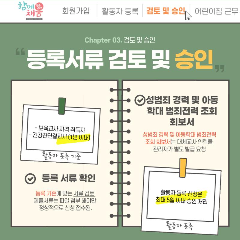 대체교사 인력풀 보육인 활동자 등록방법 4페이지