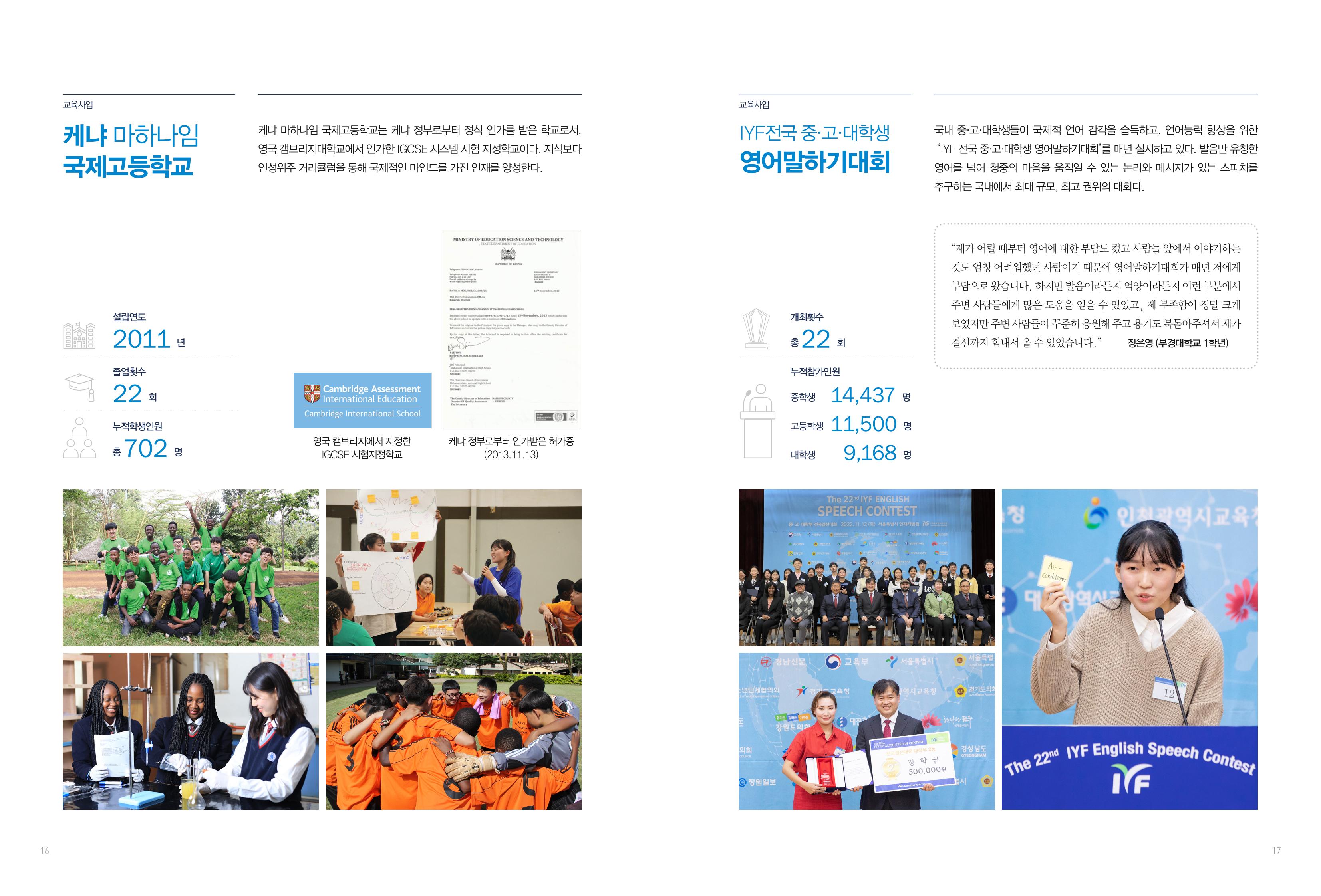 2022 국제청소년연합(IYF) 연차보고서 9페이지