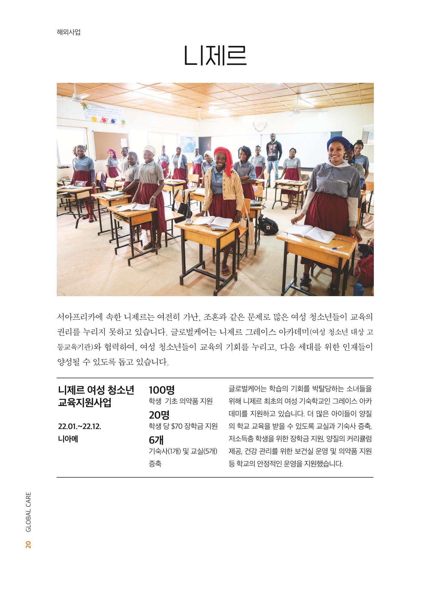 2022년 글로벌케어 연차보고서 20페이지
