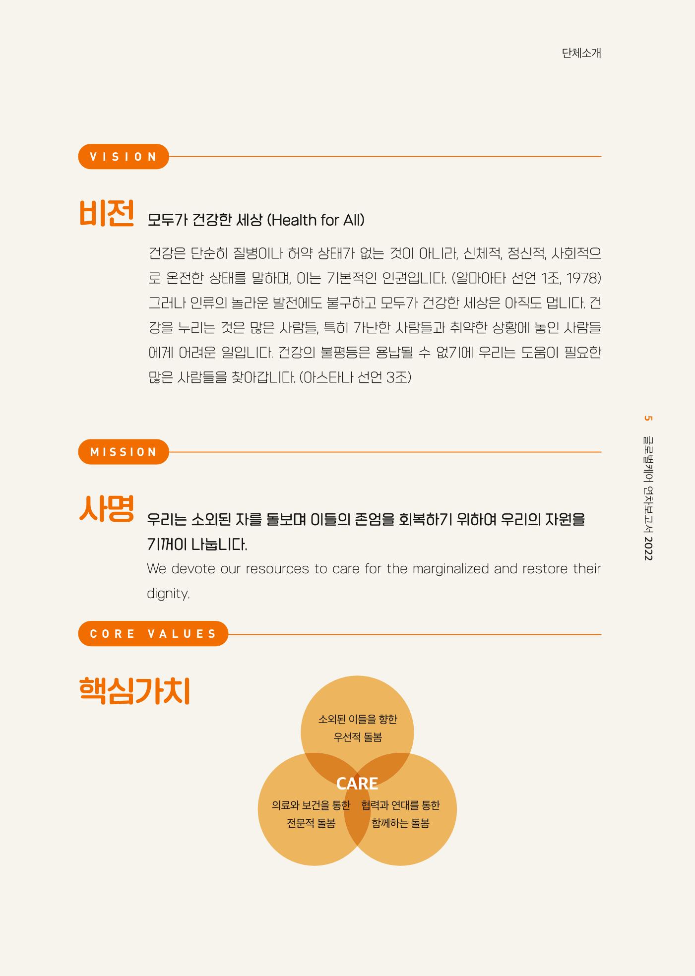 2022년 글로벌케어 연차보고서 5페이지