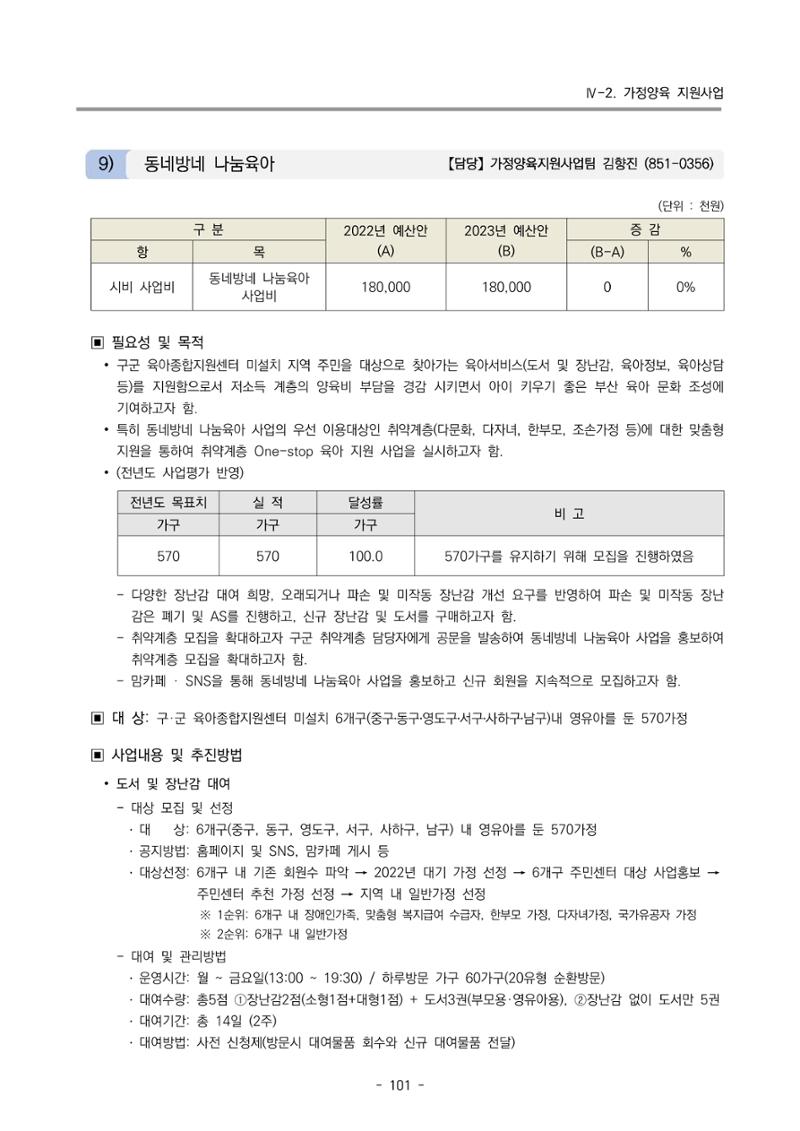 2023 부산광역시육아종합지원센터 변경사업계획서 103페이지