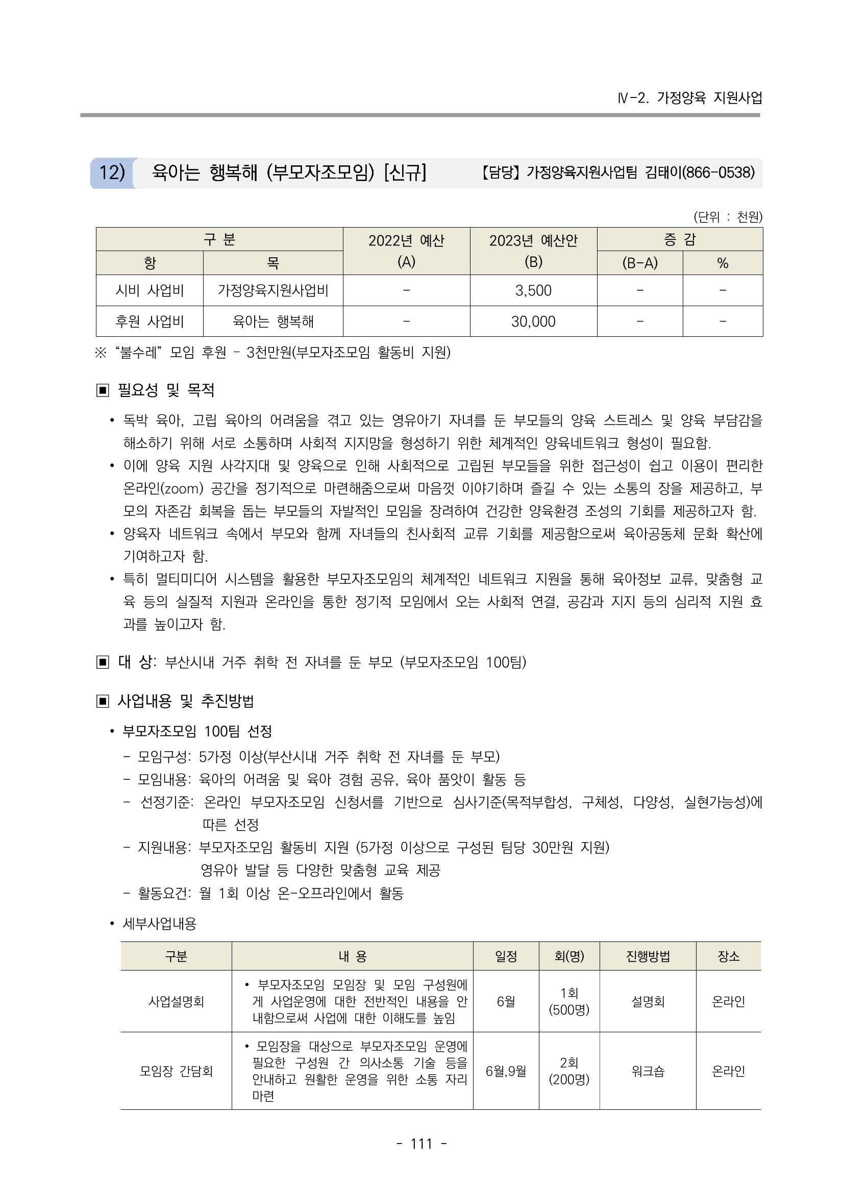 2023 부산광역시육아종합지원센터 변경사업계획서 113페이지