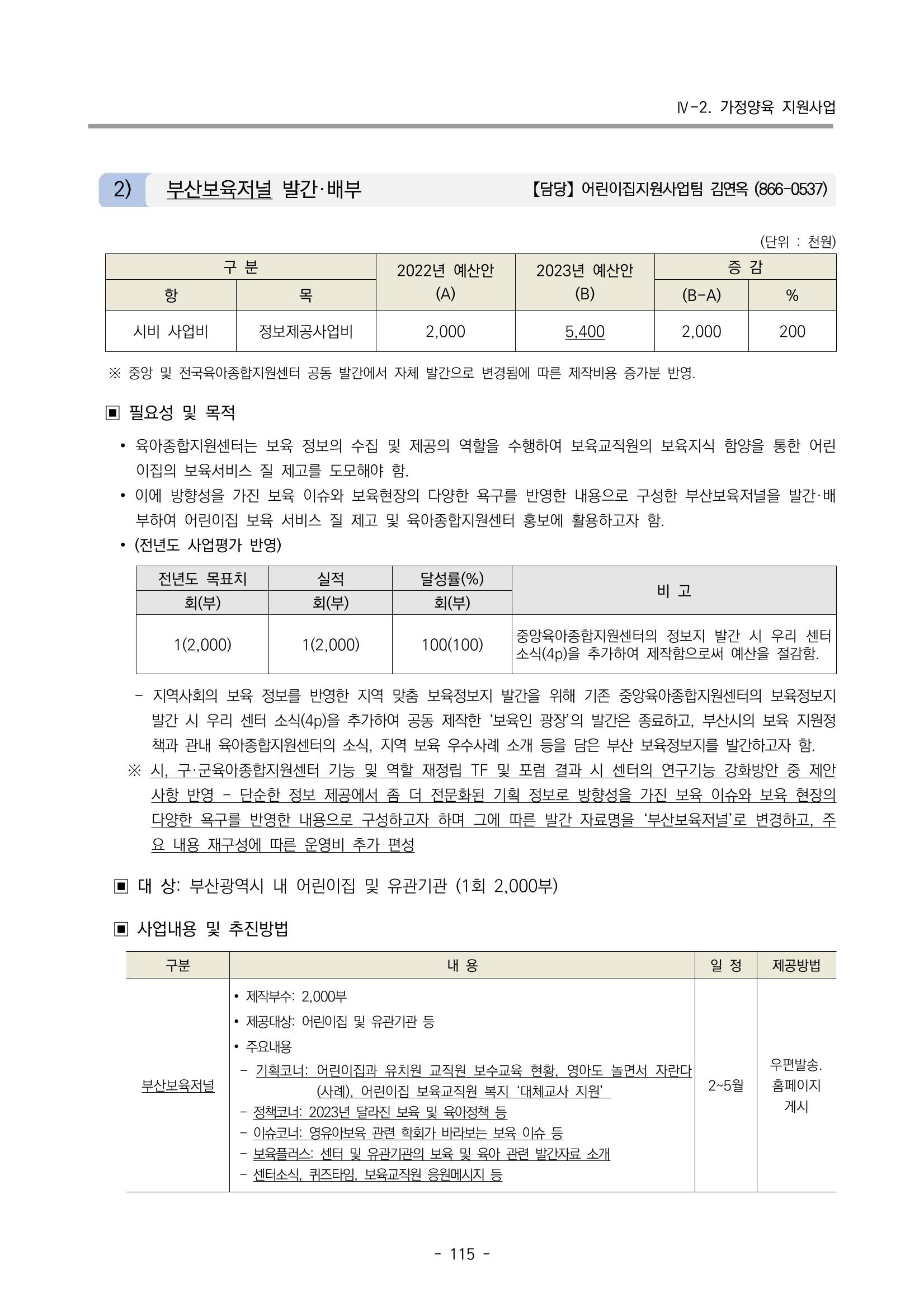 2023 부산광역시육아종합지원센터 변경사업계획서 117페이지