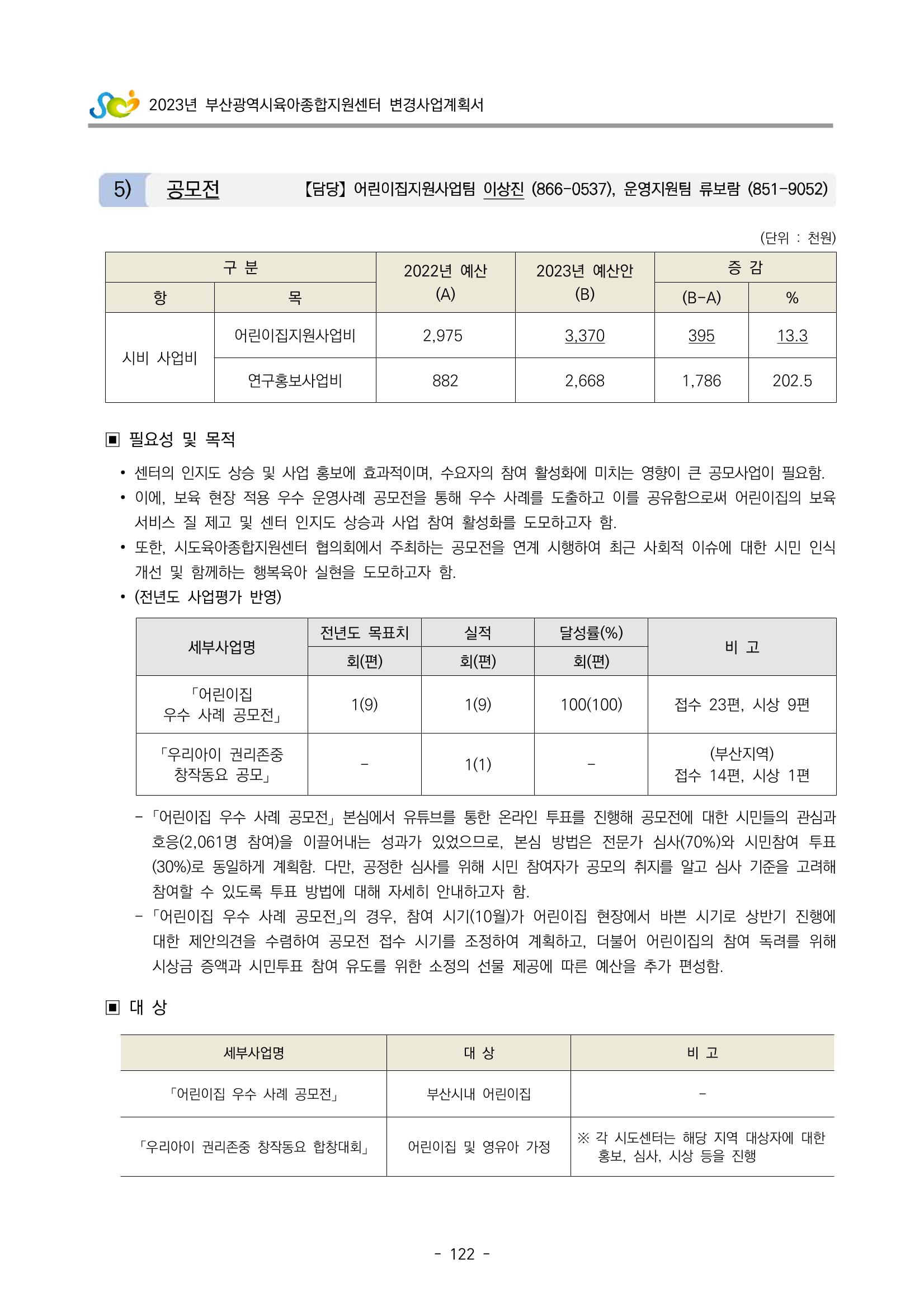 2023 부산광역시육아종합지원센터 변경사업계획서 124페이지